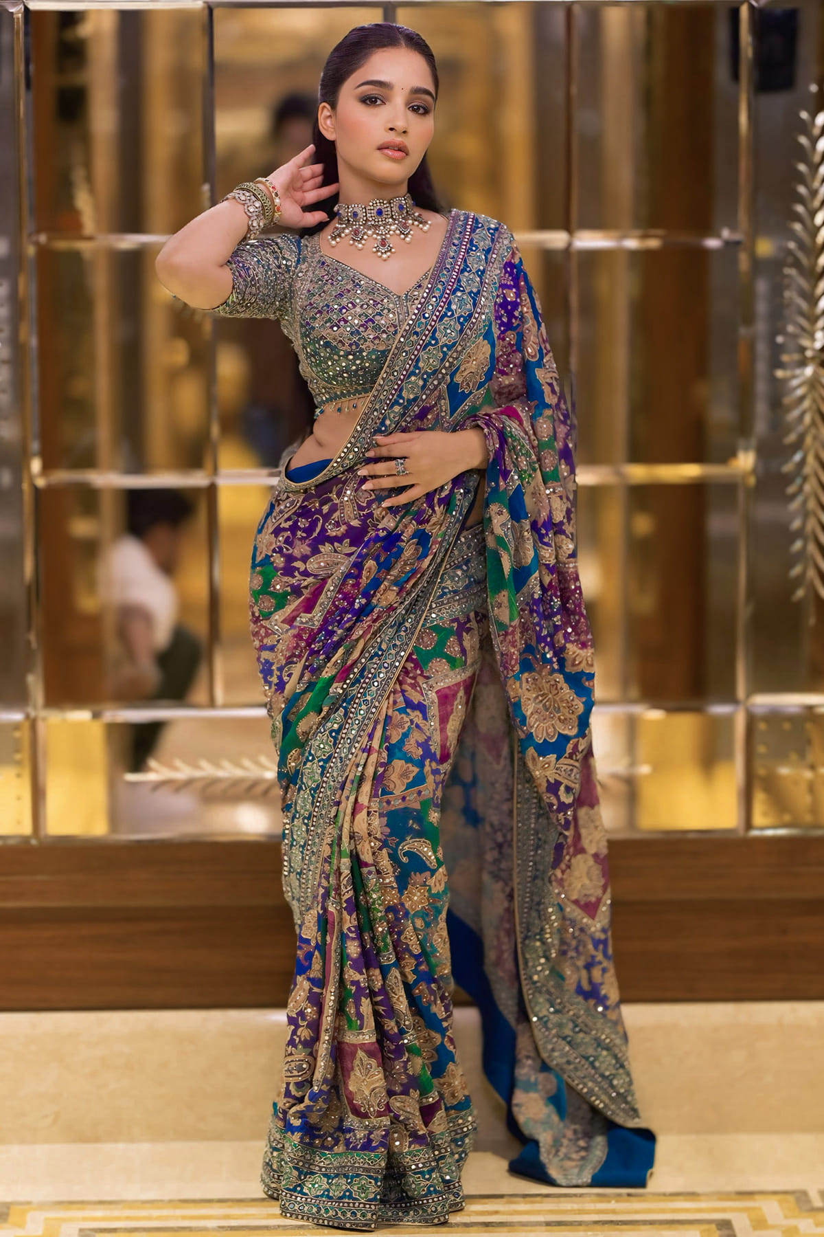 Actress Vishakha Dhiman in Multicolor Saree
