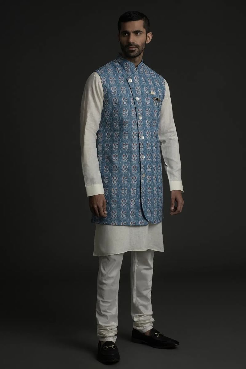 Blue Waistcoat Kurta