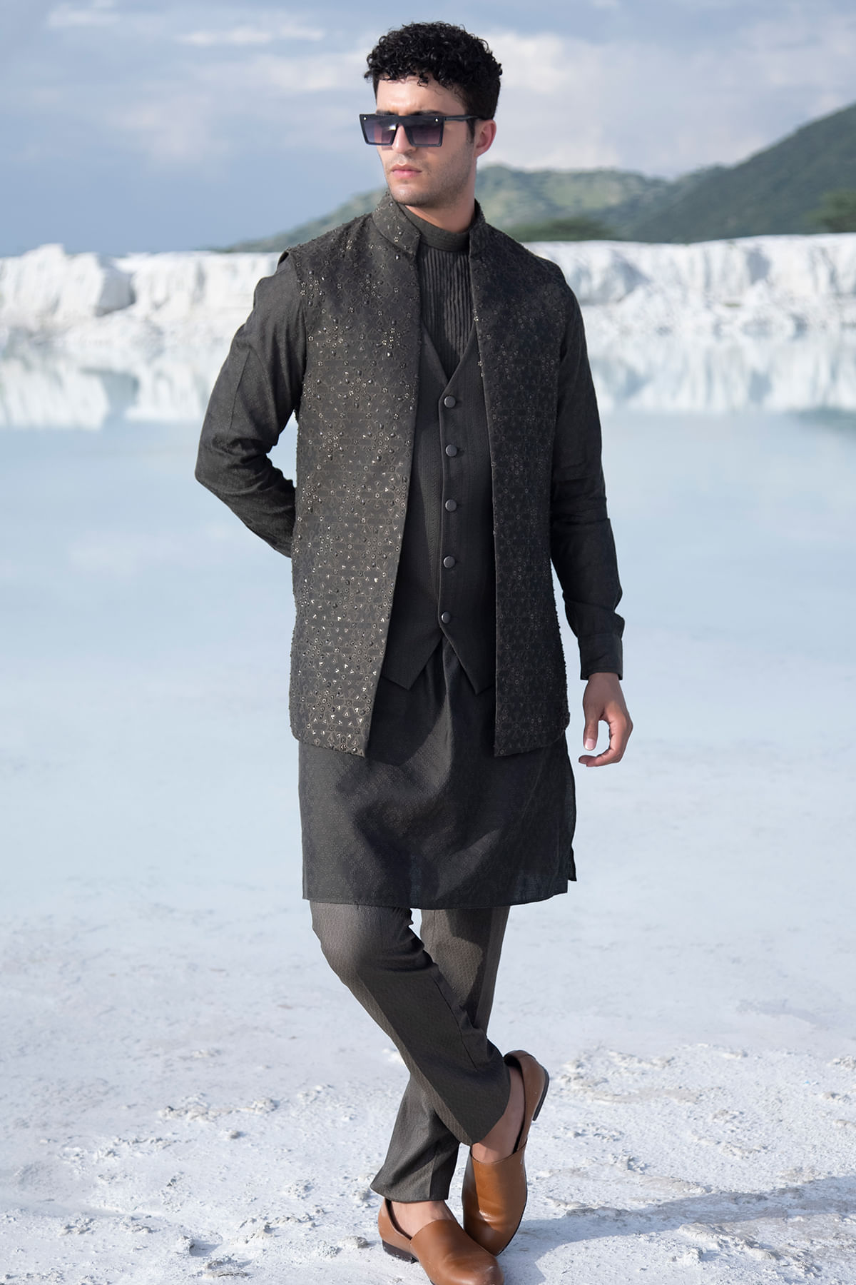 Green Waistcoat Kurtas