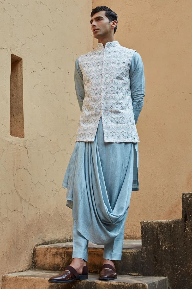 Blue Waistcoat Kurta