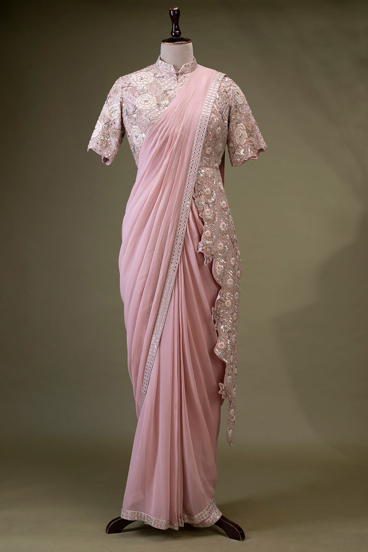 Pink Drape Saree