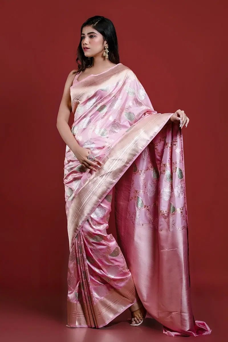 Pink Banarasi Kadwa Saree