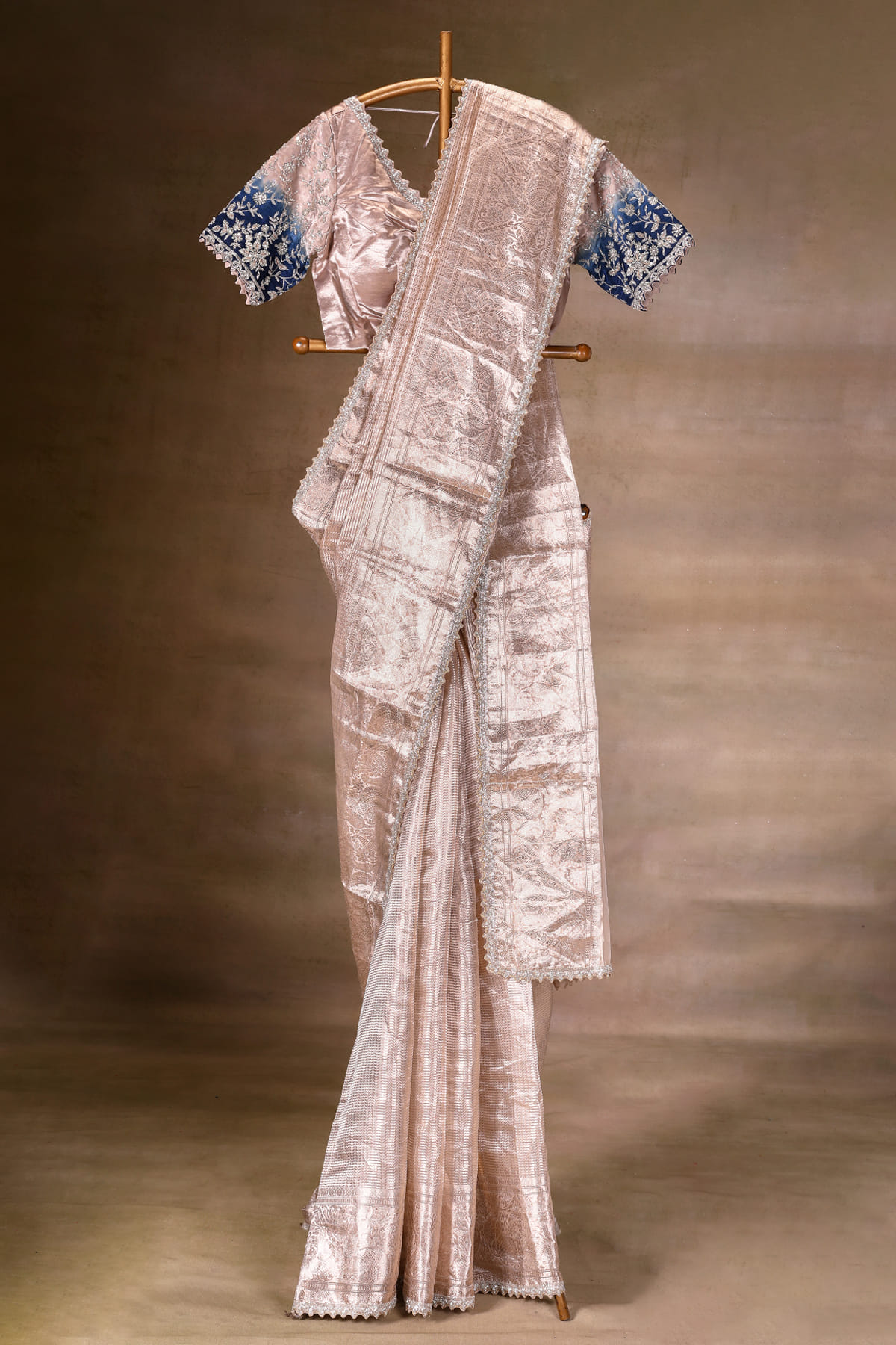 Beige and Gold Designer Saree