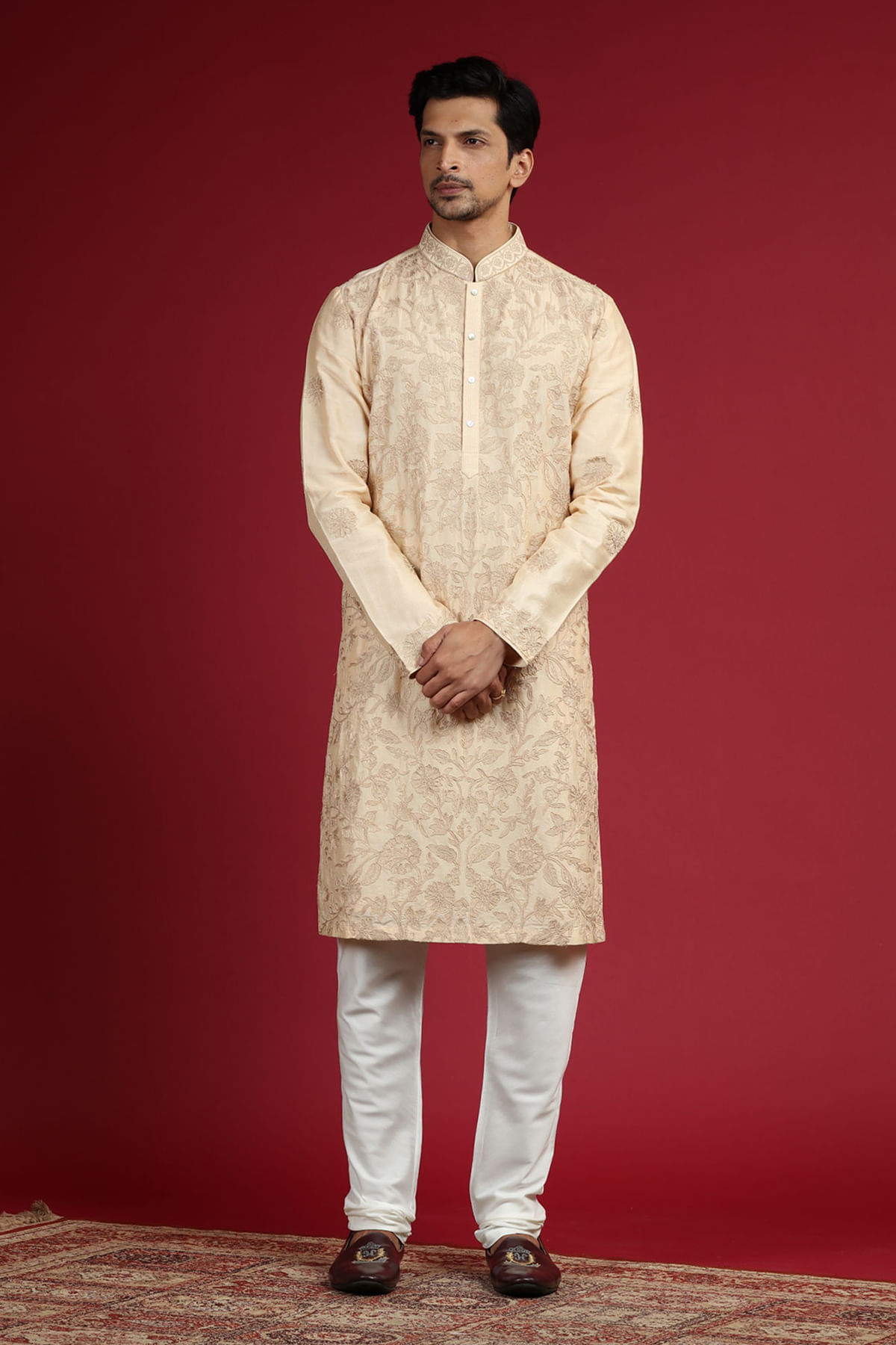 Beige Silk Kurta