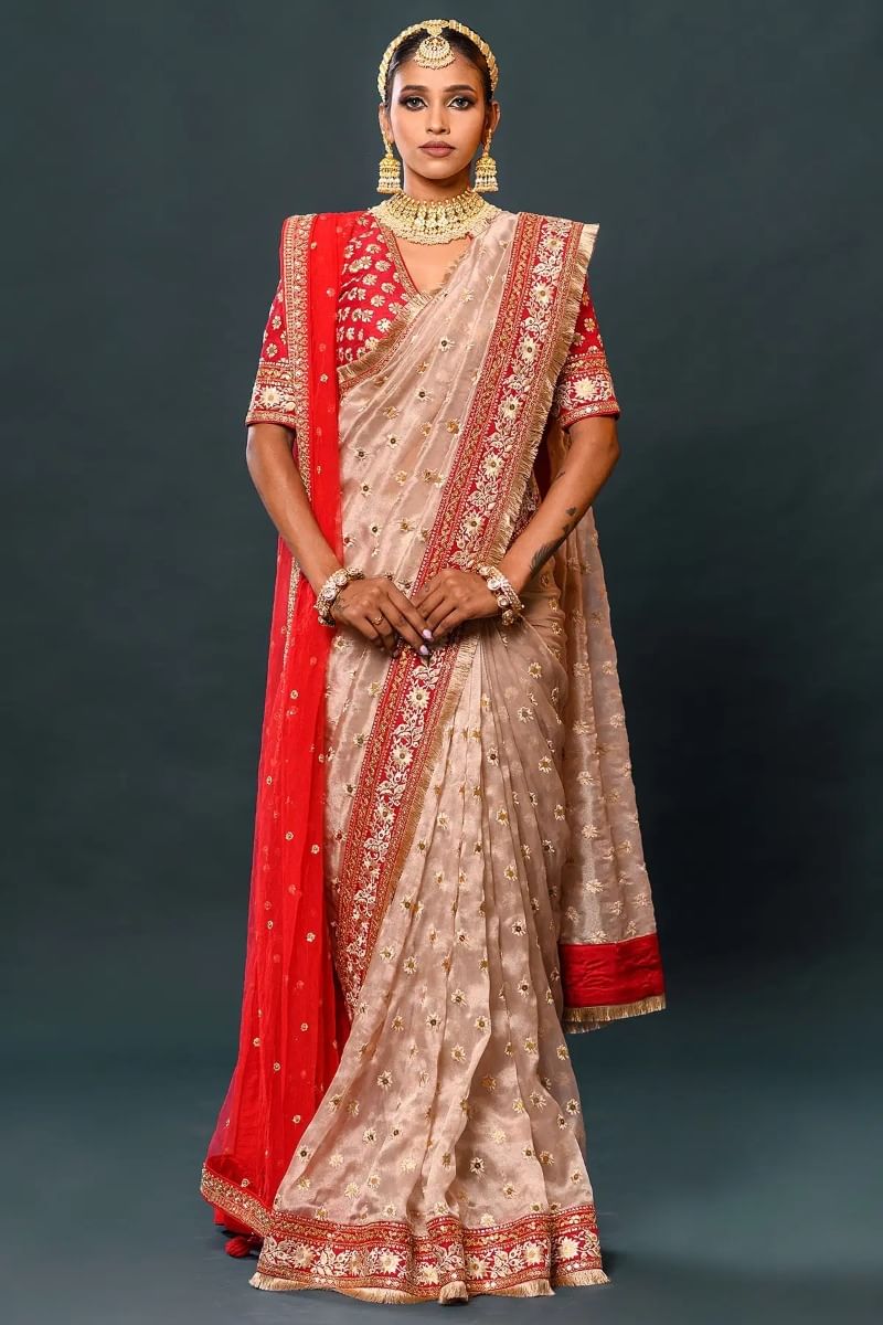 Beige & Gold Saree