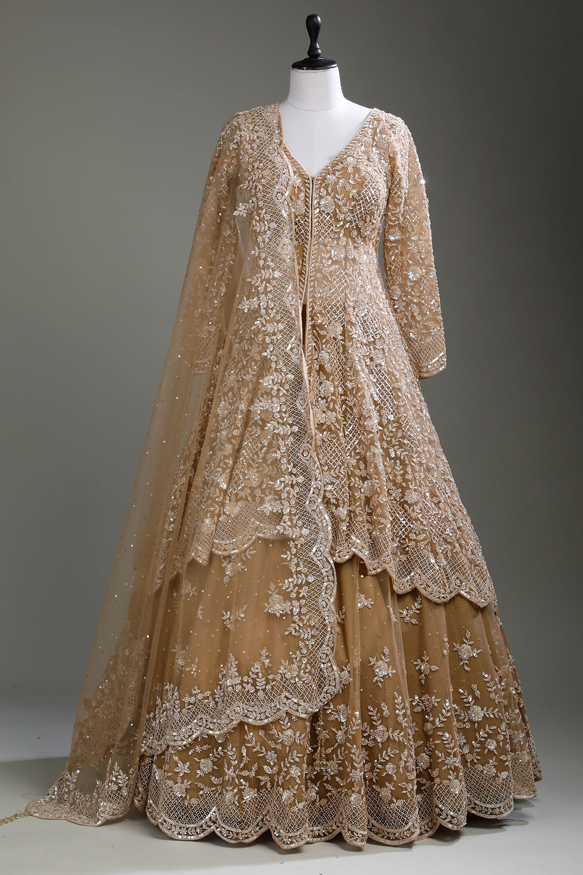 Beige Indowestern Lehenga 