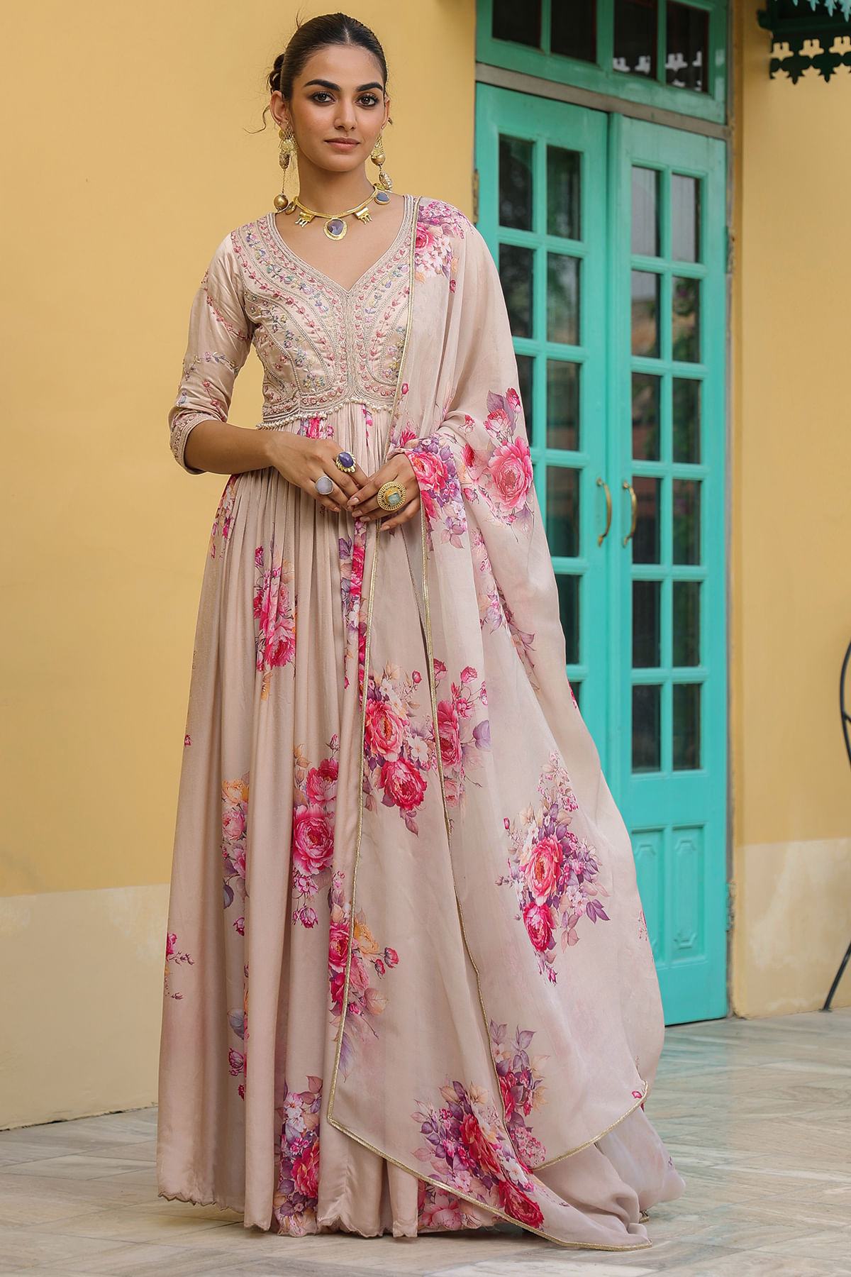 Beige Anarkali Salwar