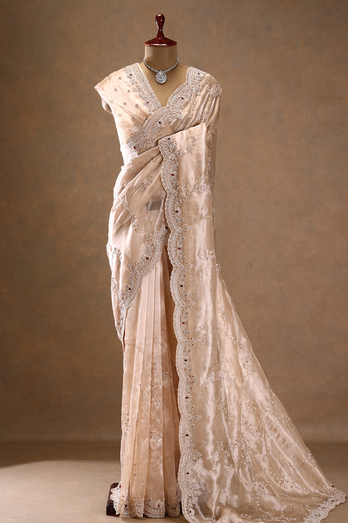 Ahlira Organza Beige Saree