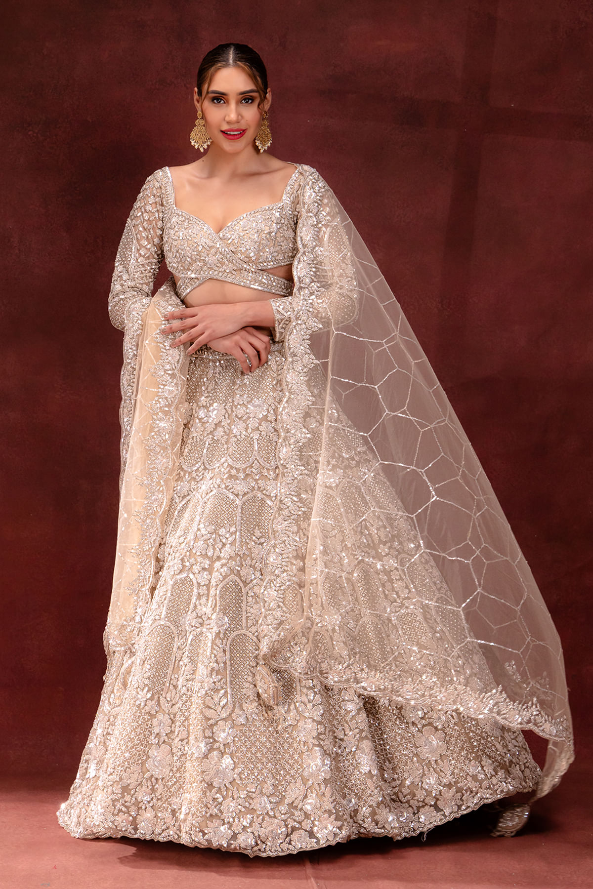 Beige Engagement Lehenga 
