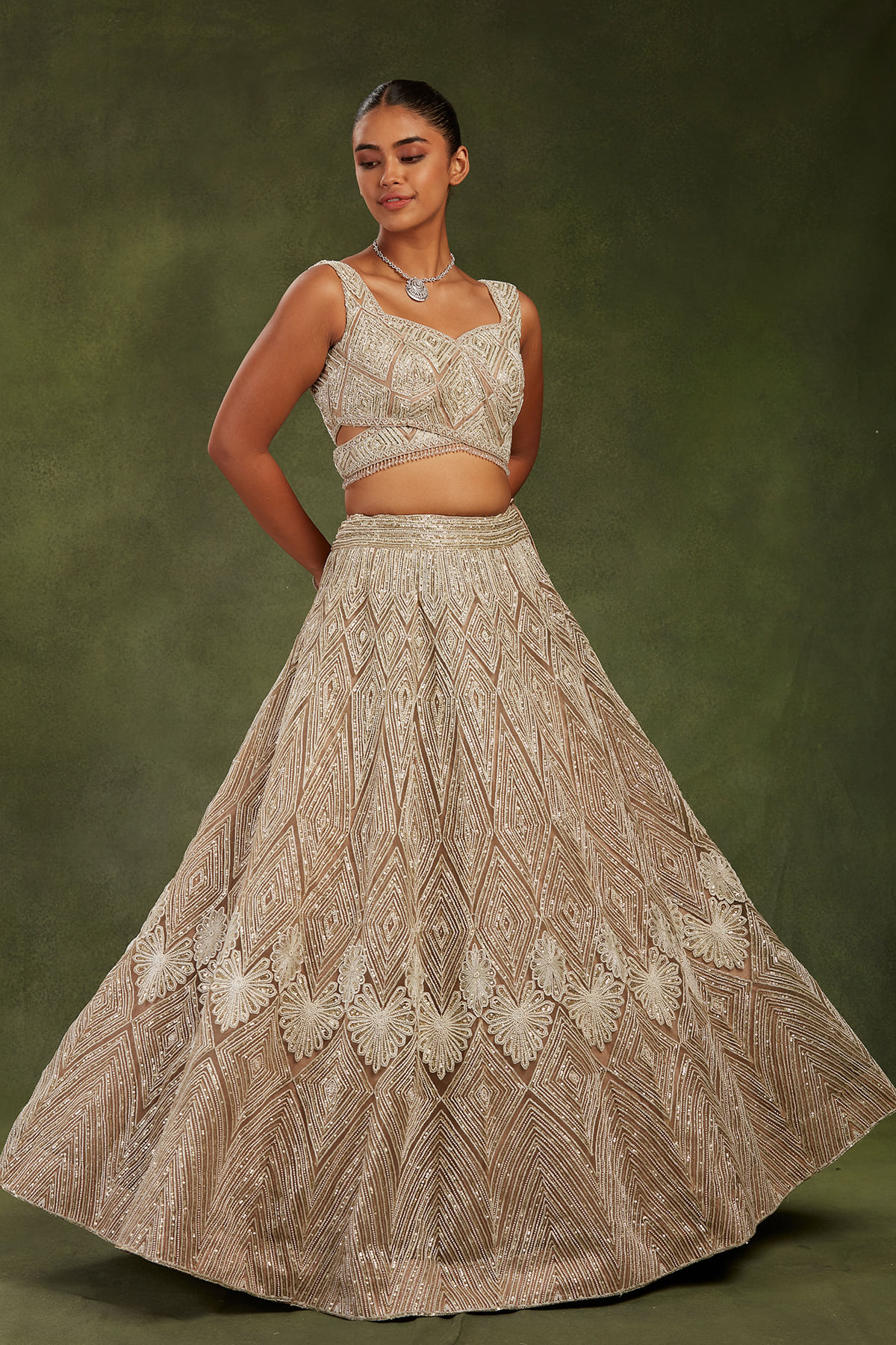 Beige Designer Lehenga