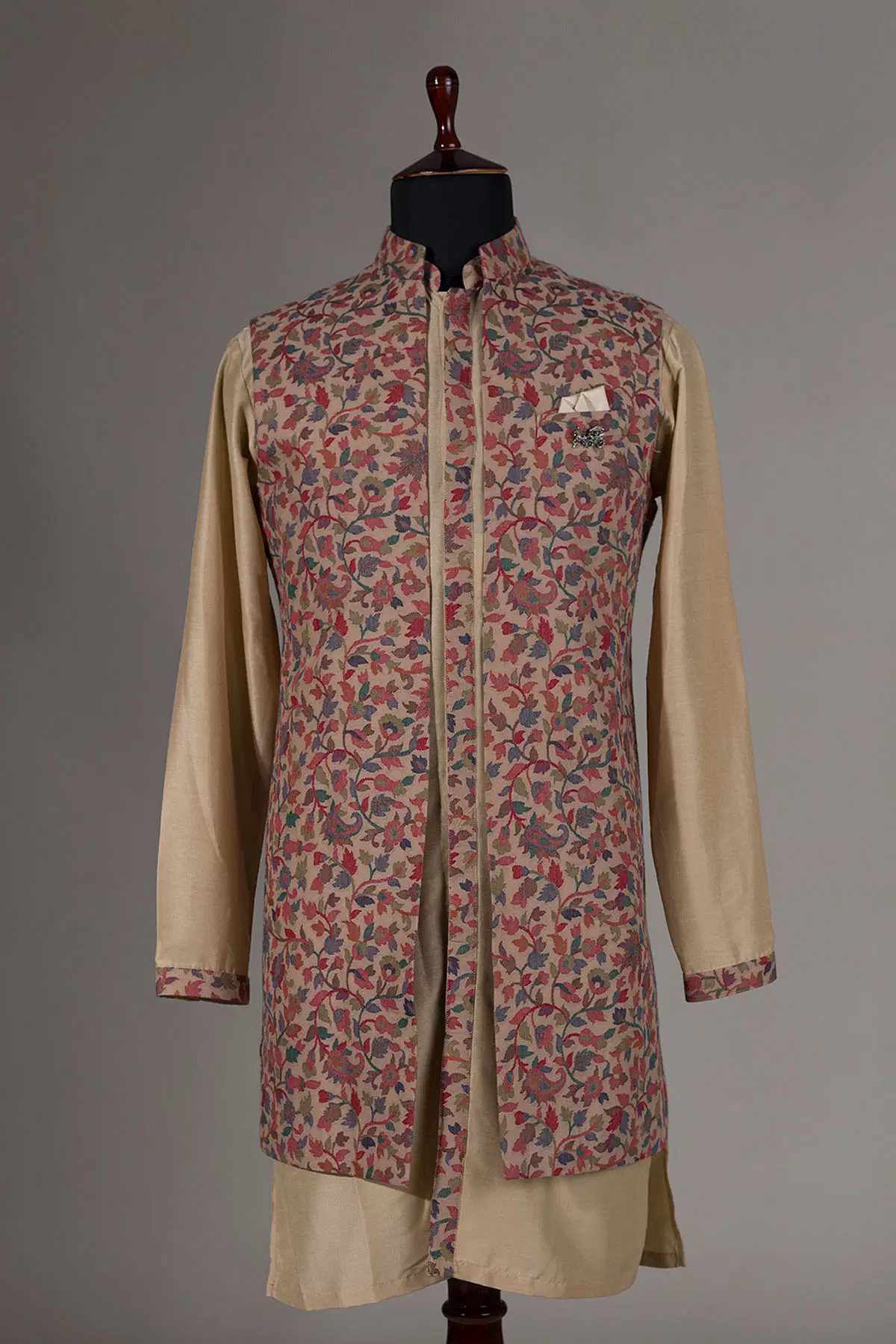 Beige Waistcoat Kurta