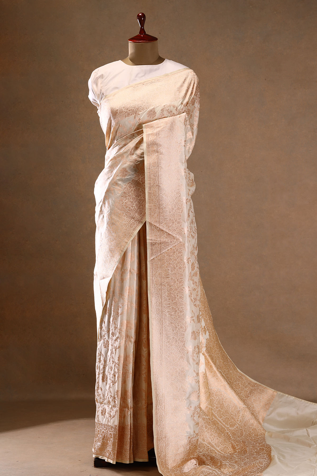 Beige Banarasi Silk Saree