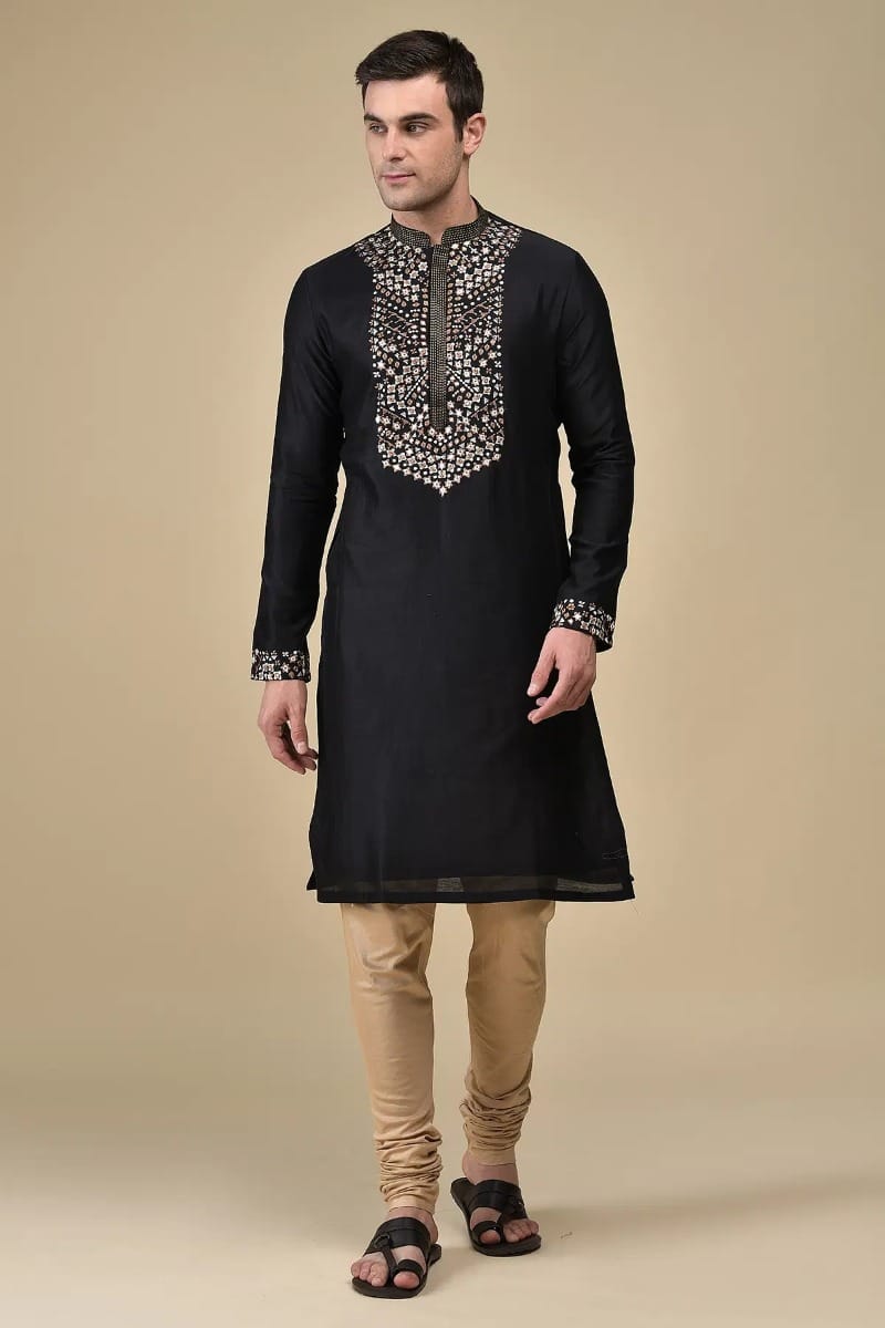 Black Silk Kurta
