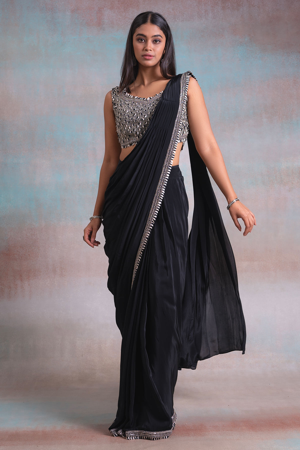 Black Drape Saree