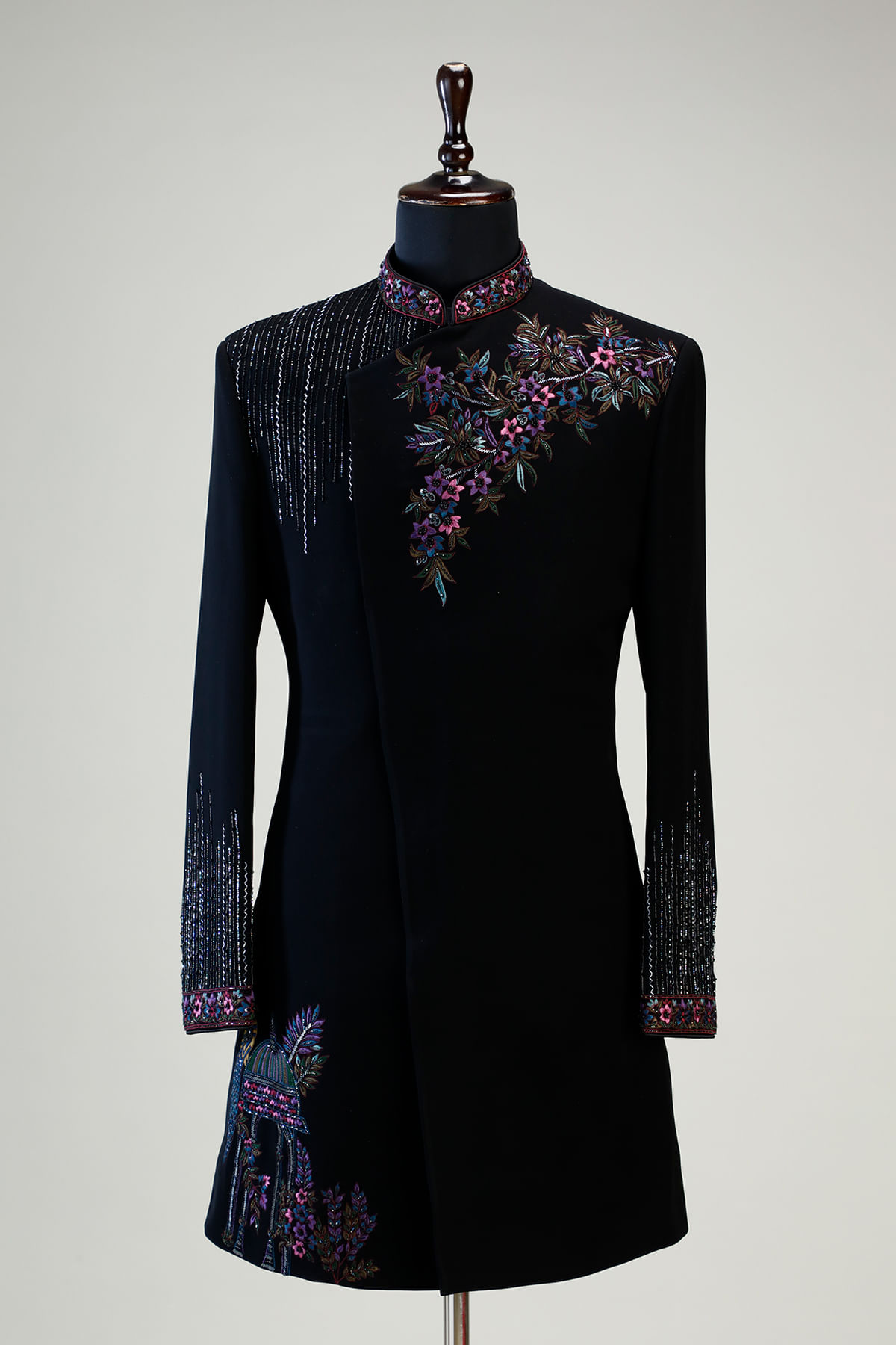 Black Indowestern Sherwani
