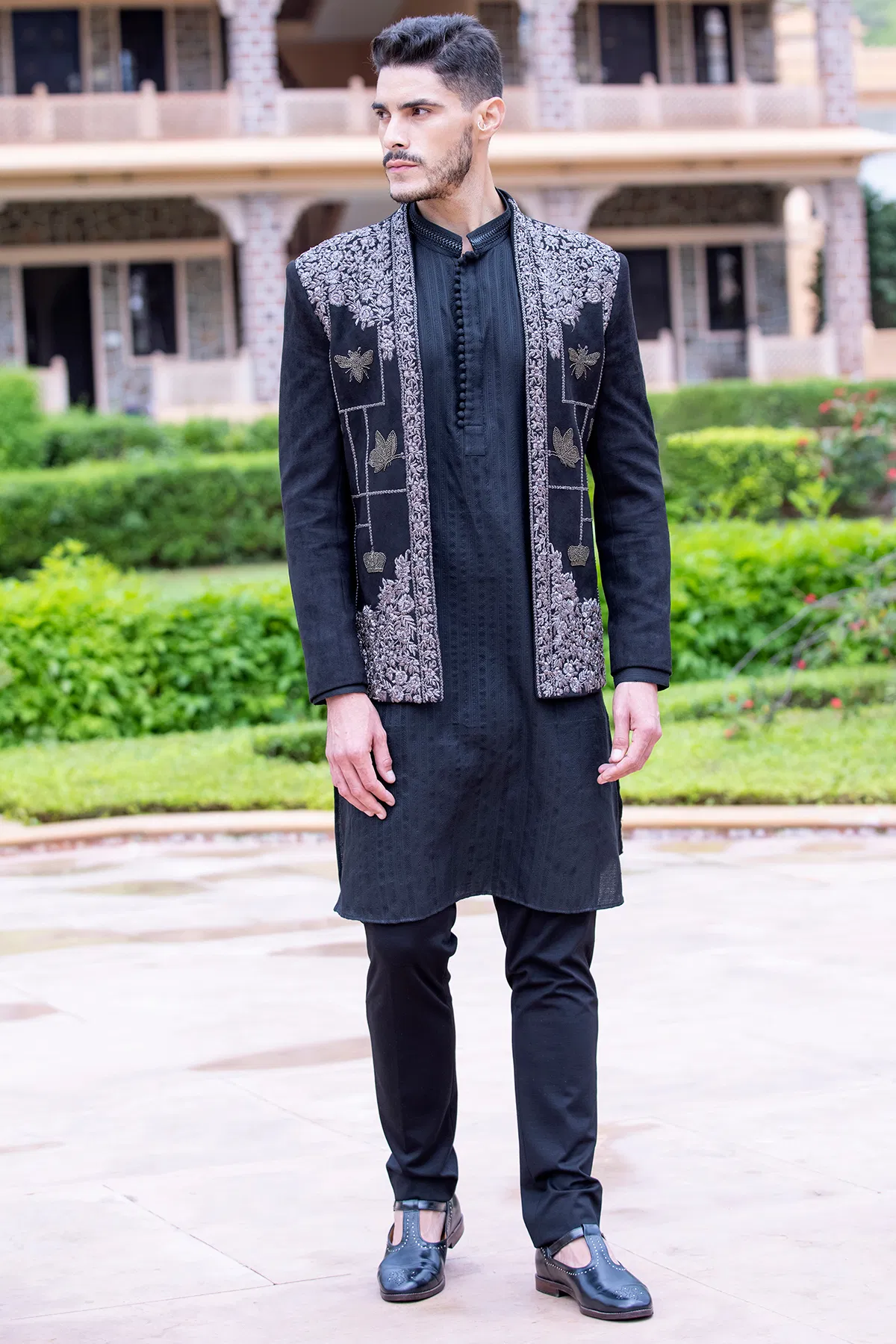 Black Waistcoat Kurta