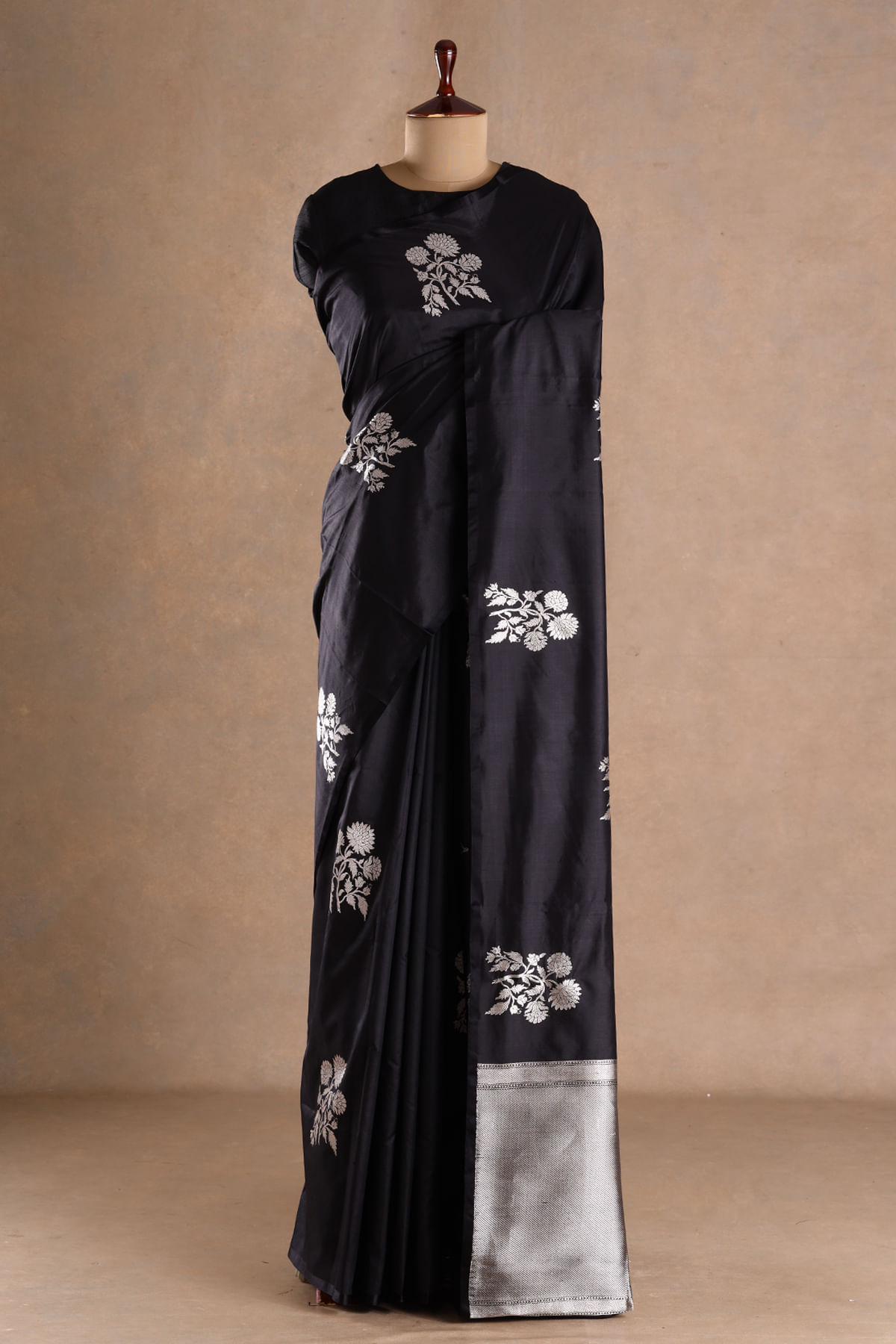 Black Banarasi Silk Saree