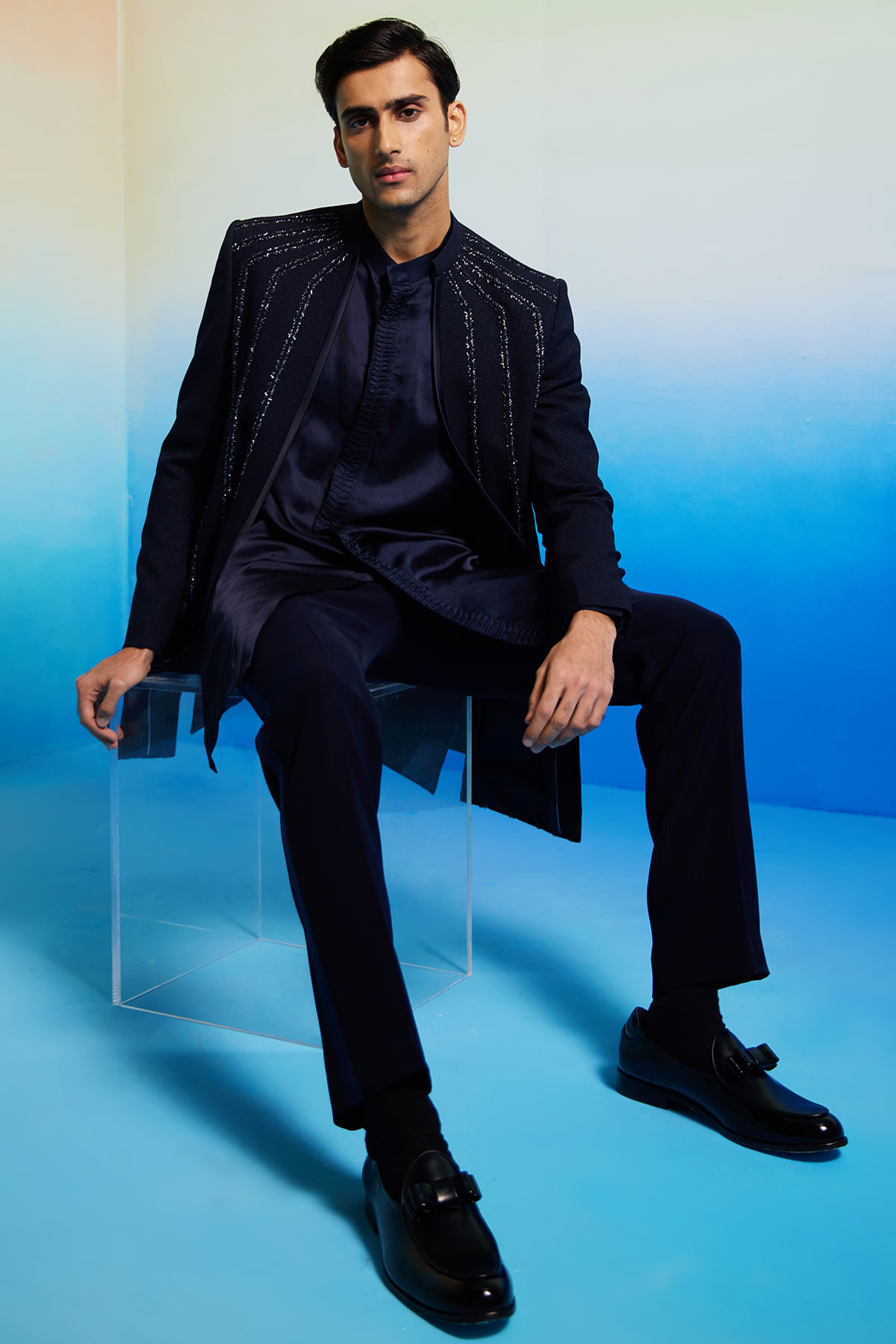 Blue Indowestern Sherwani