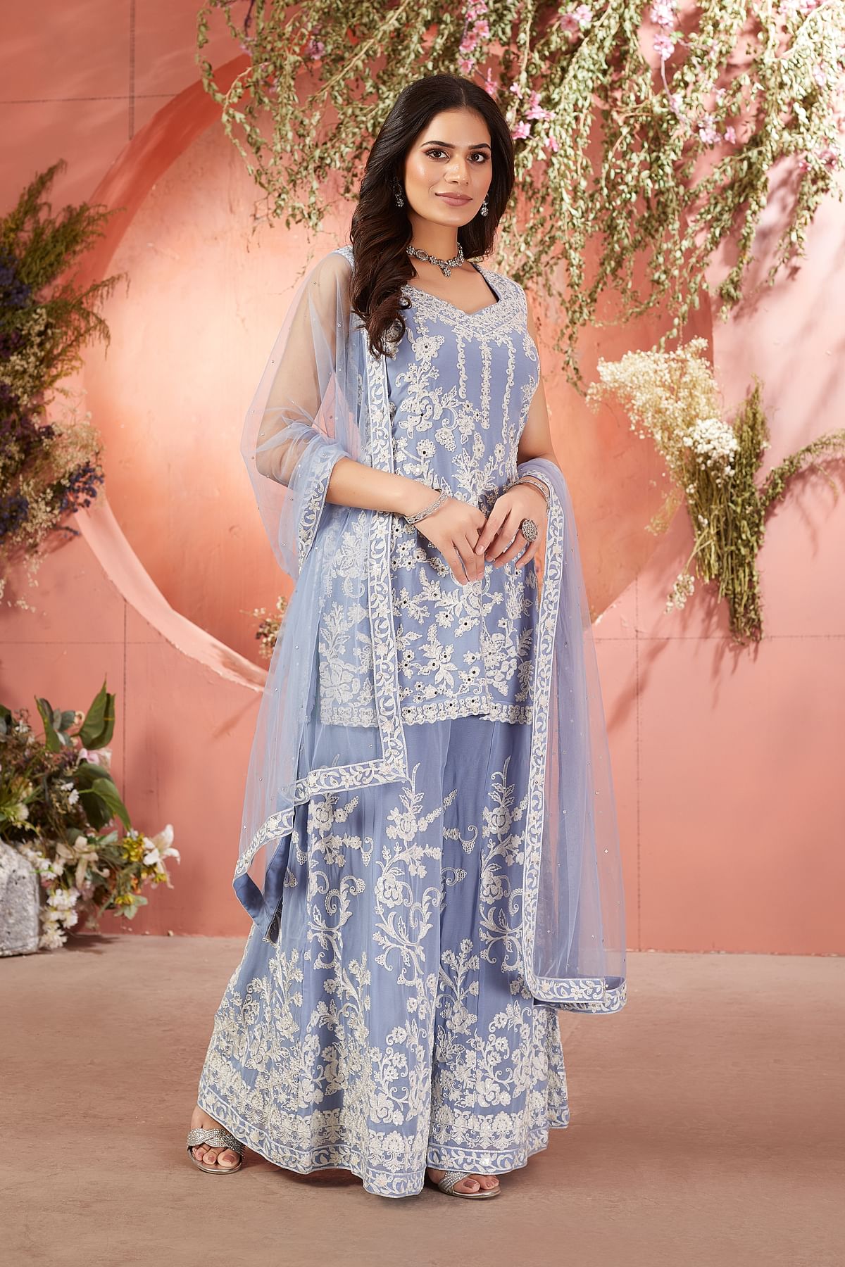Blue plazo dress hot sale
