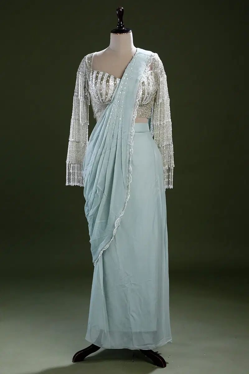 Blue Ready To Wear Saree