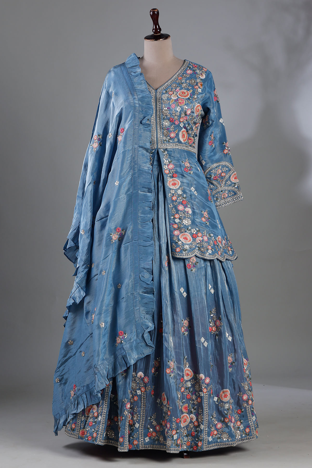 Blue Indowestern Lehenga