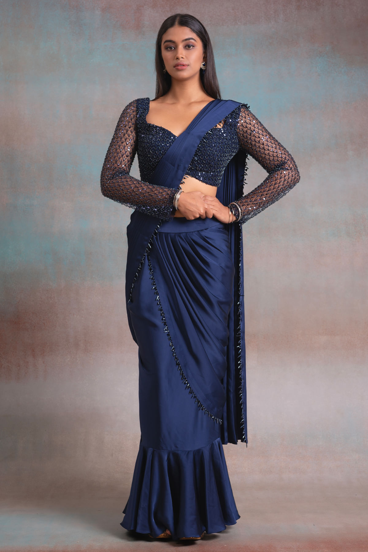 Blue Drape Saree