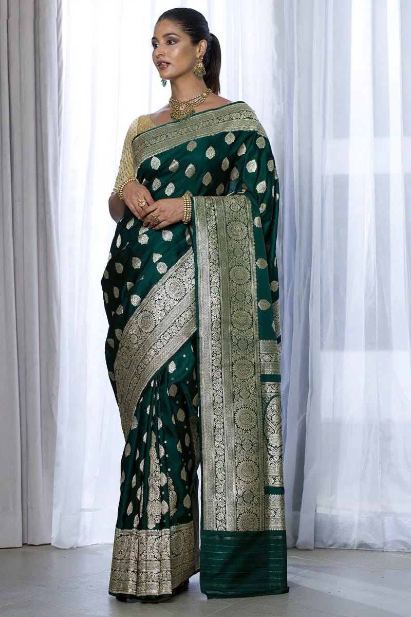 Green Banarasi Silk Saree