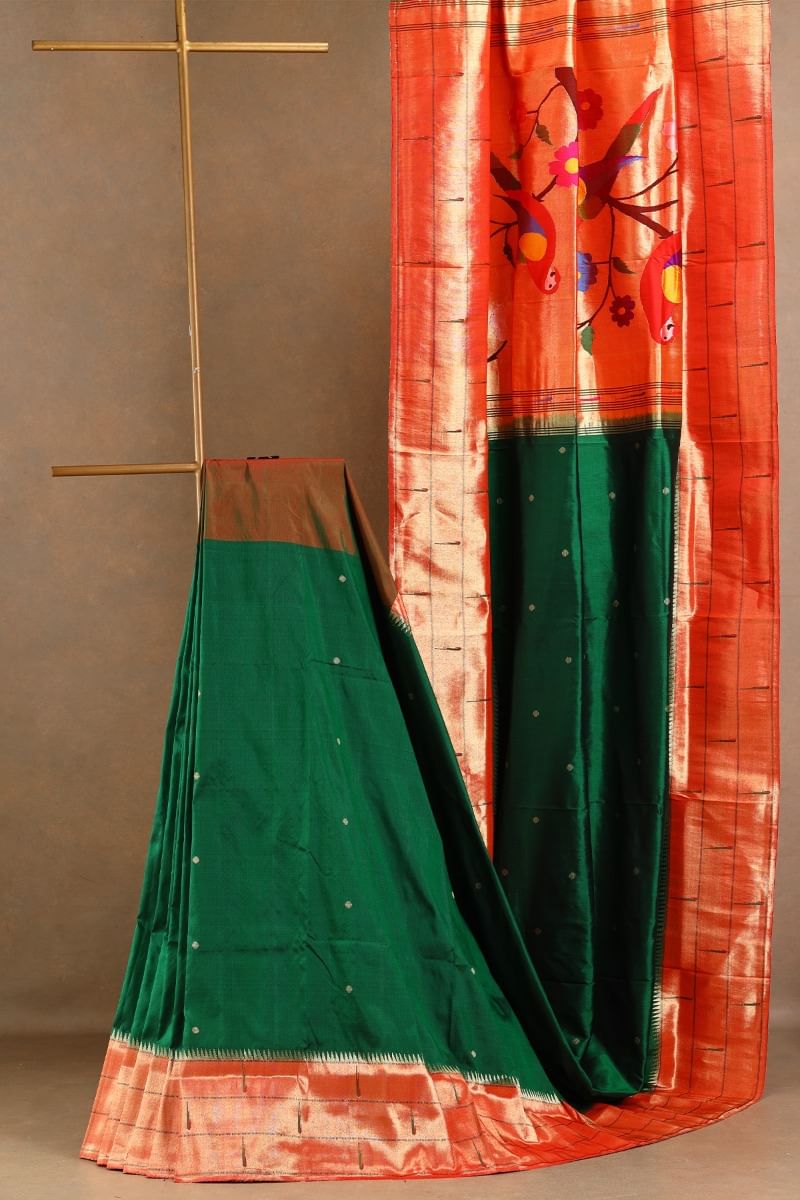 Green Paithani Silk Saree