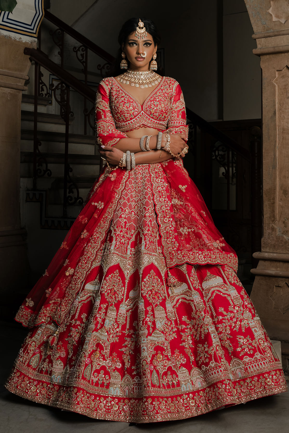 Bright Red Bridal Lehenga