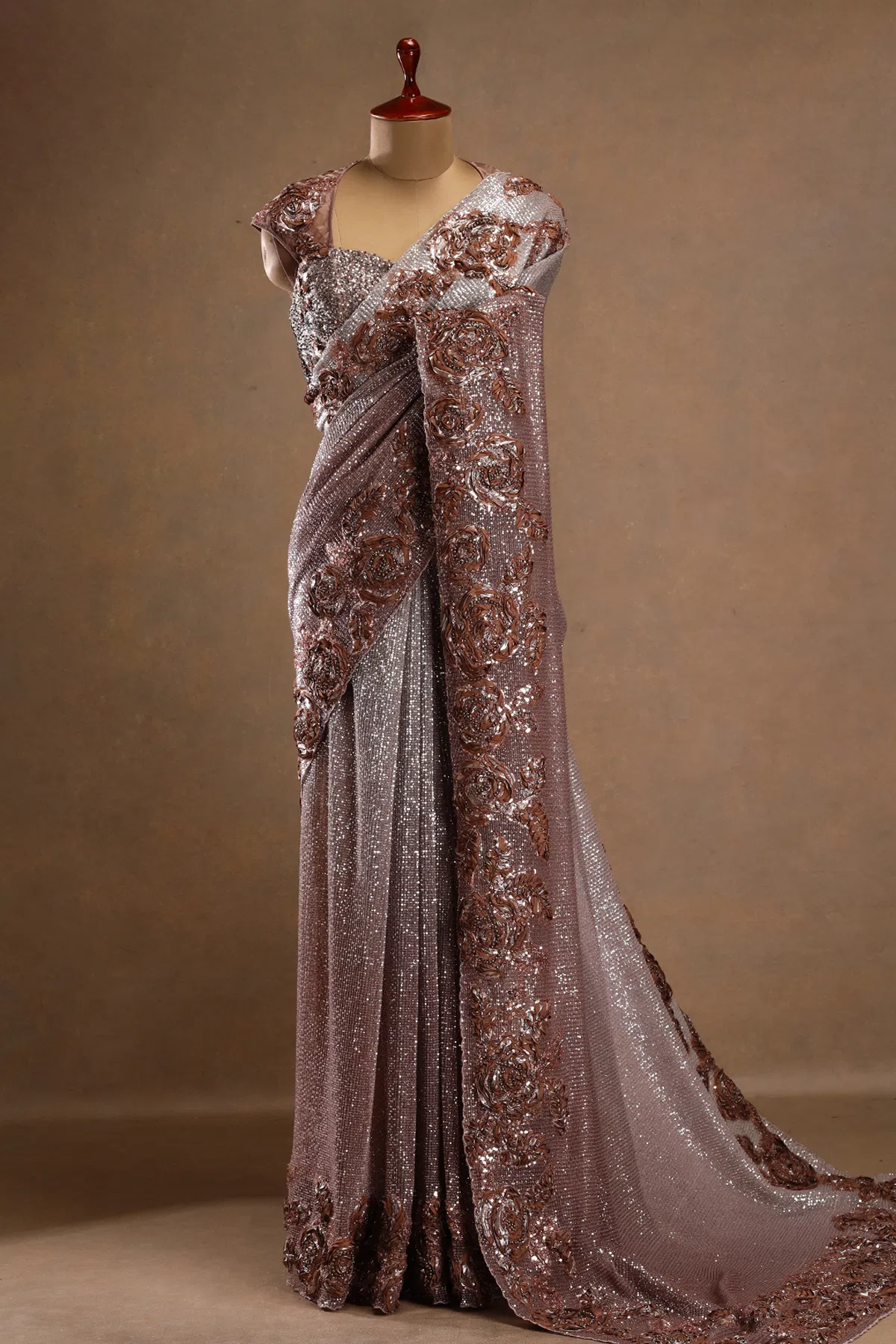 Brown Designer Saree