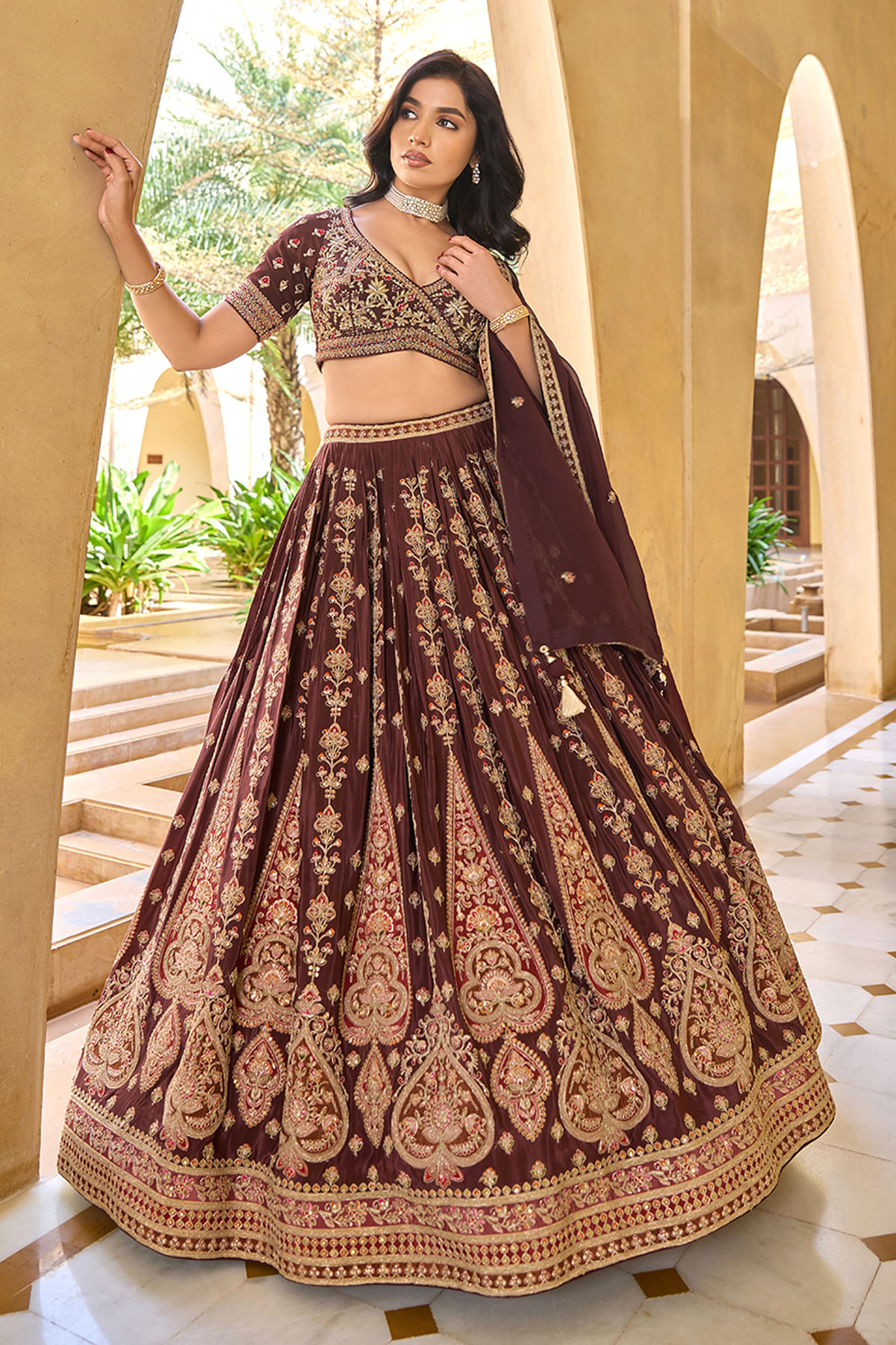 Brown Designer Lehenga