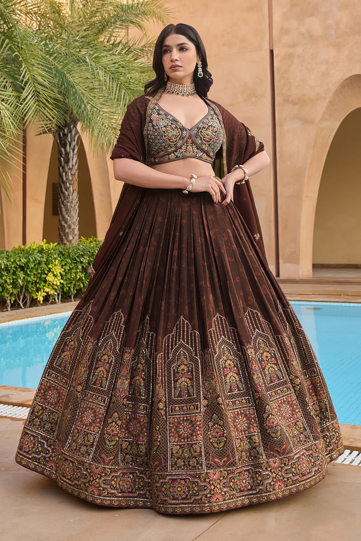 Brown Bridesmaids Lehenga