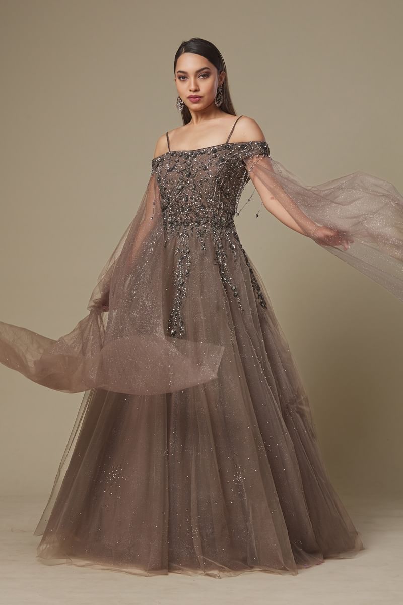 Brown Indowestern Gown