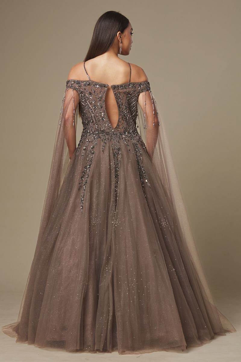 Brown Indowestern Gown