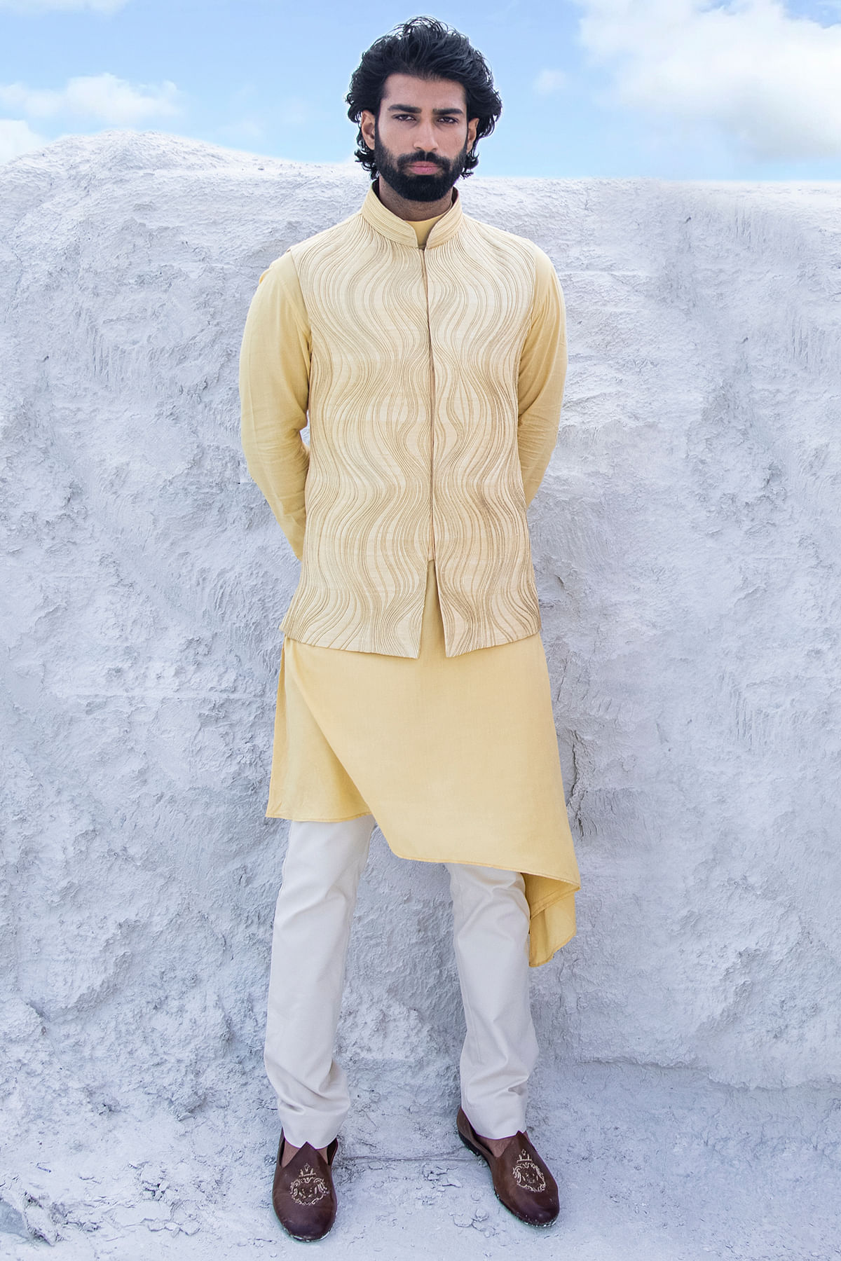 Buttermilk Yellow Waistcoat Kurtas