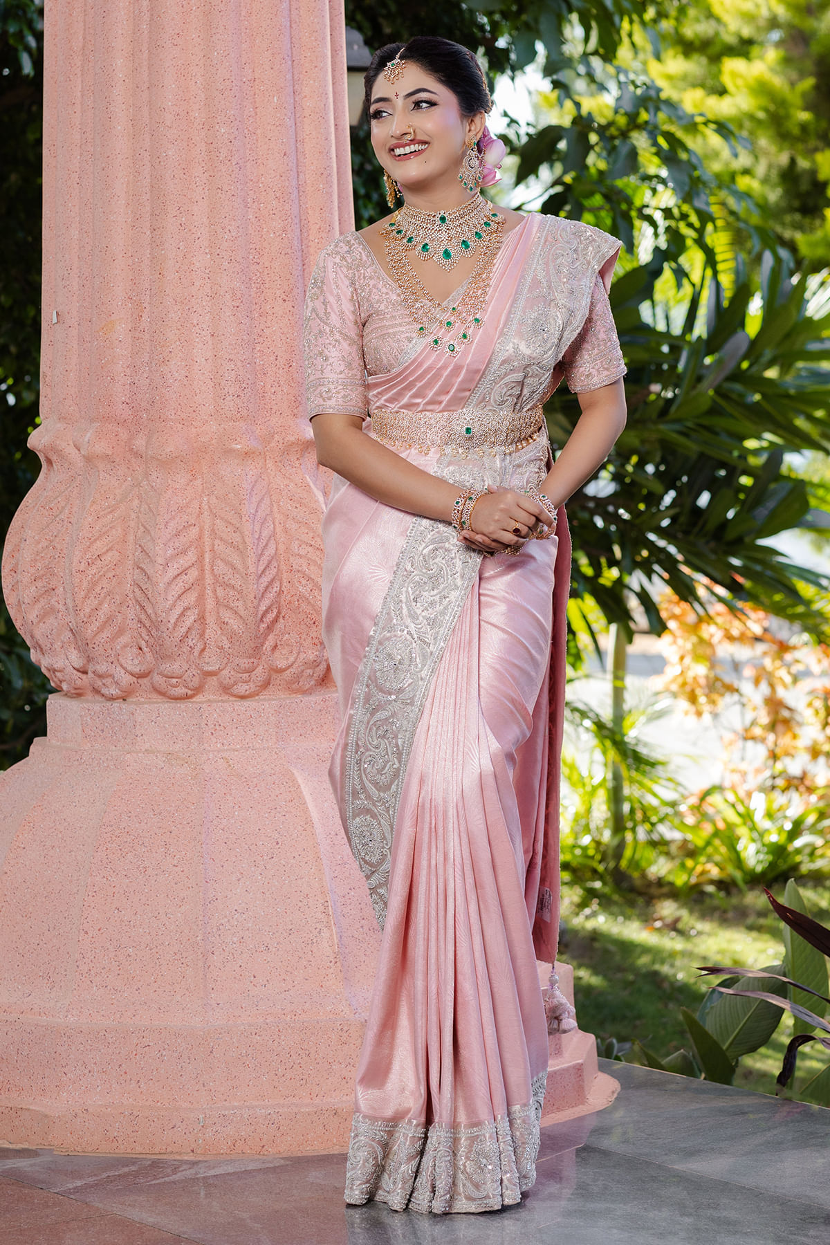 Pink Kanchipuram Silk Saree
