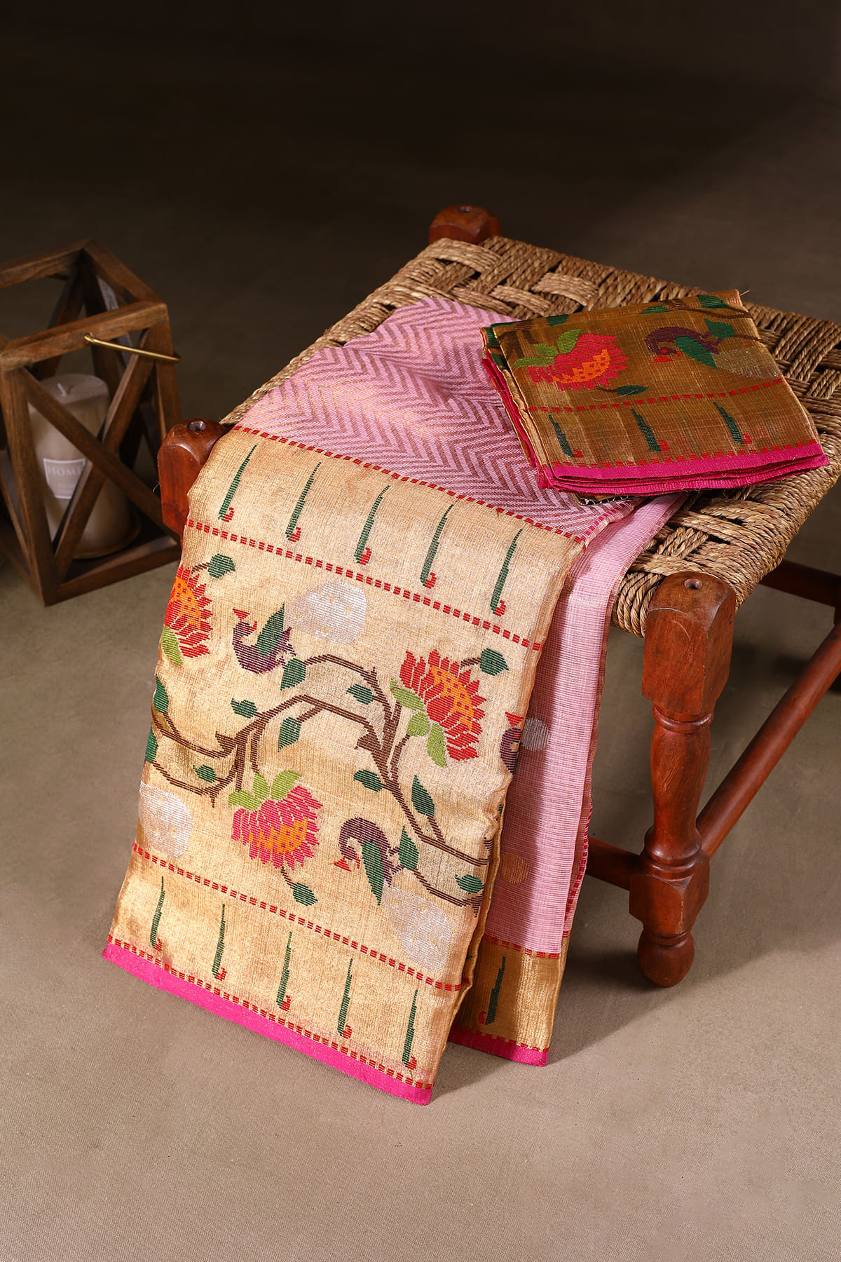 Pink Kota Doria Saree