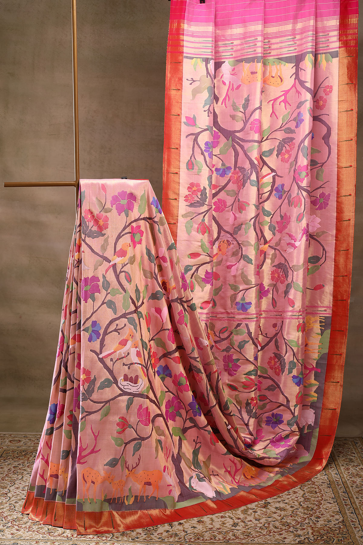 Pink Paithani Silk Saree