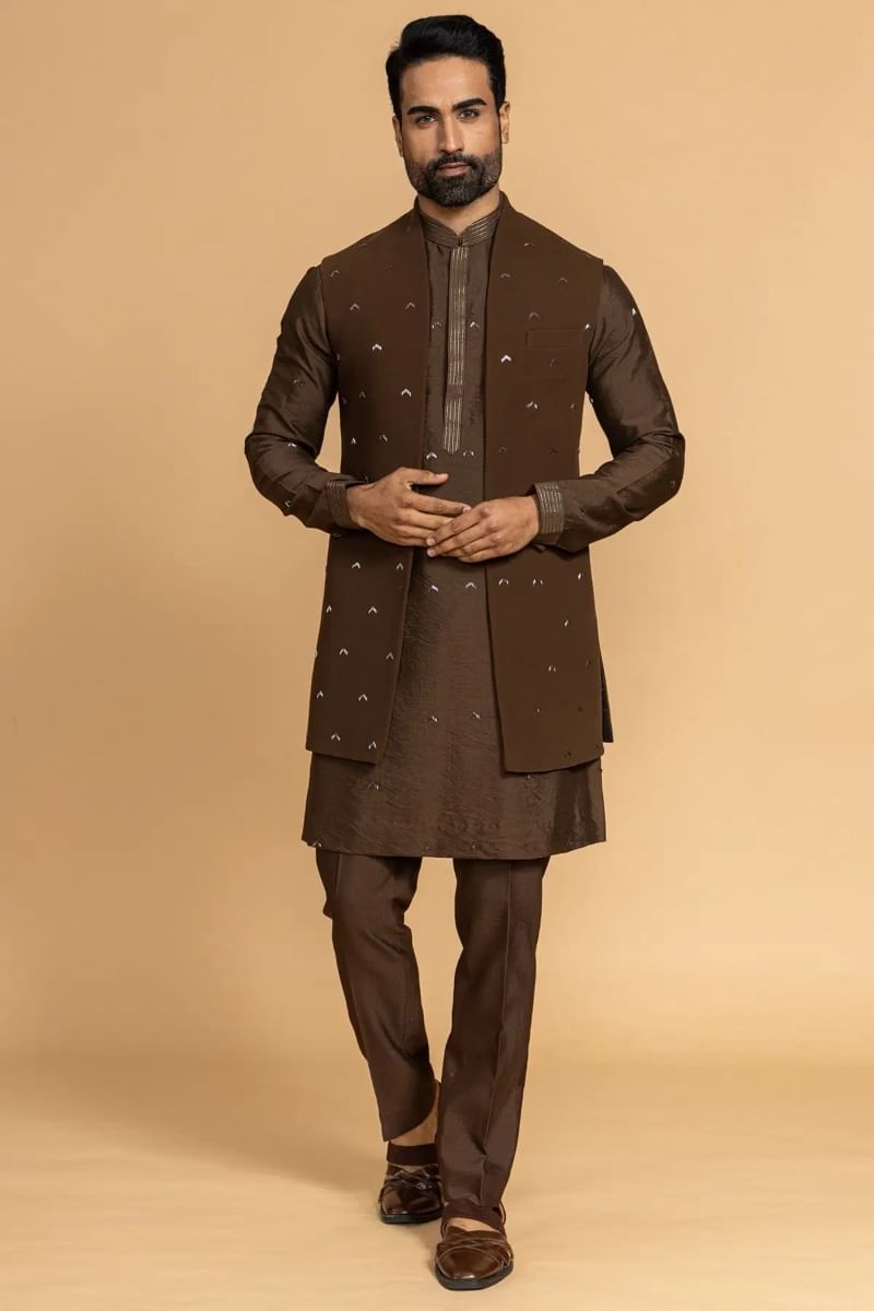 Brown Waistcoat Kurta