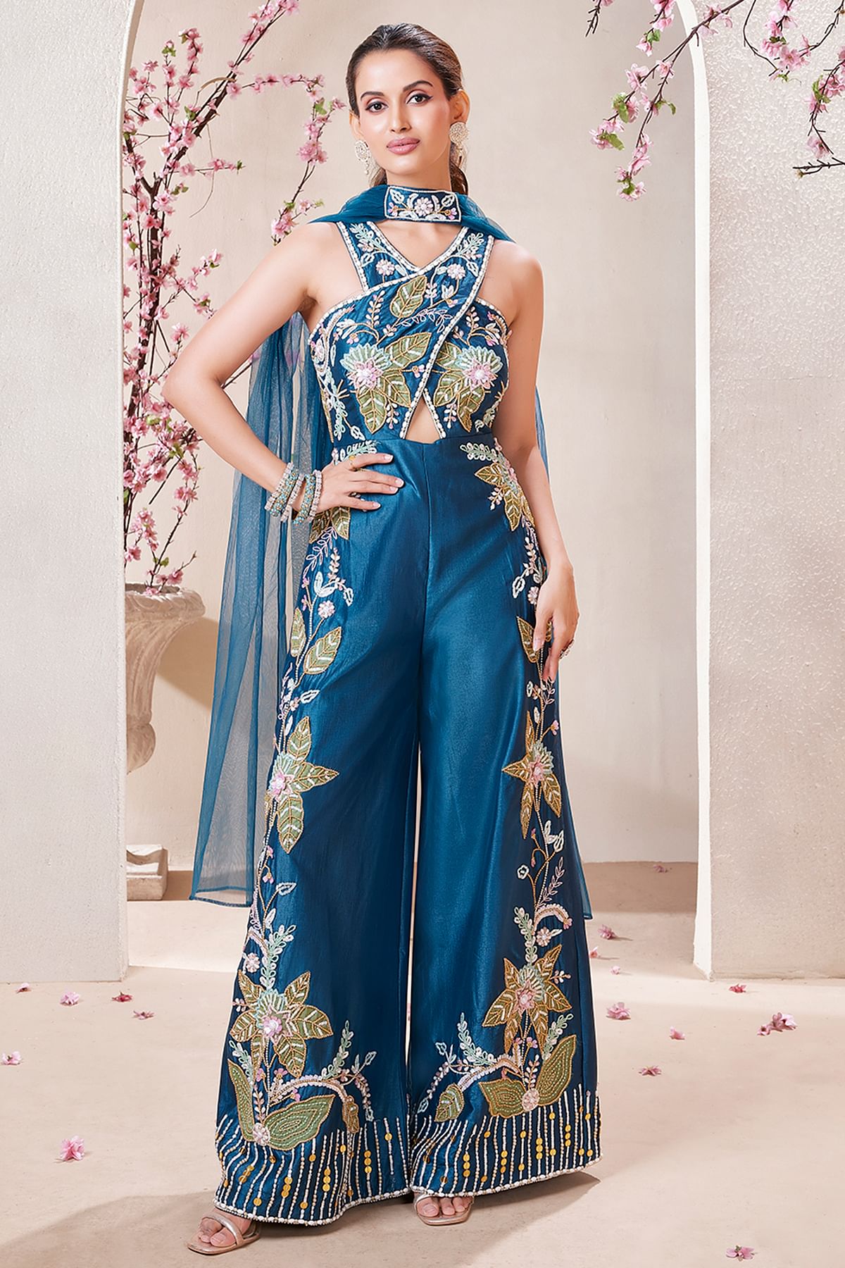 Blue Jumpsuit with Dupatta