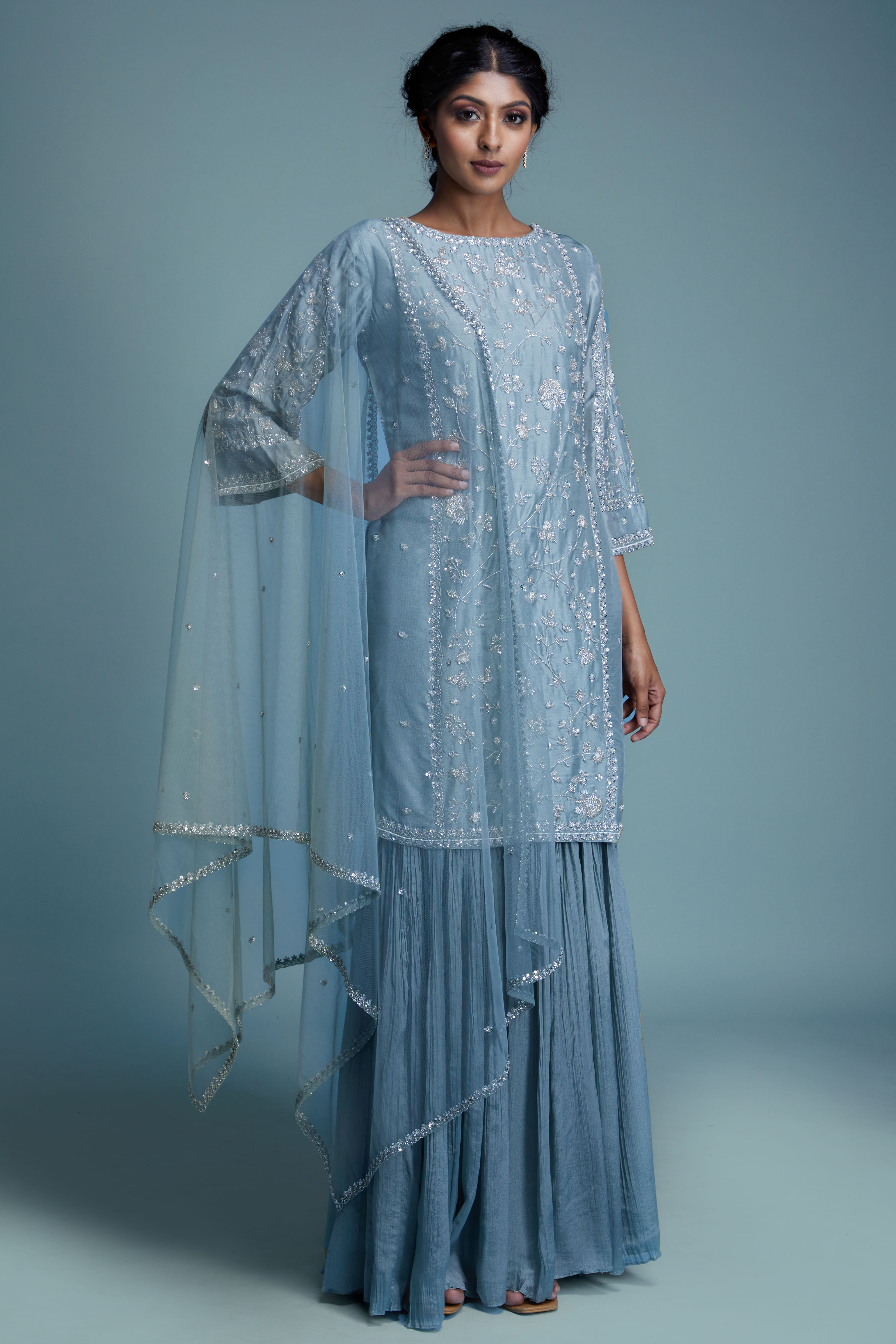 Blue Sharara Suit