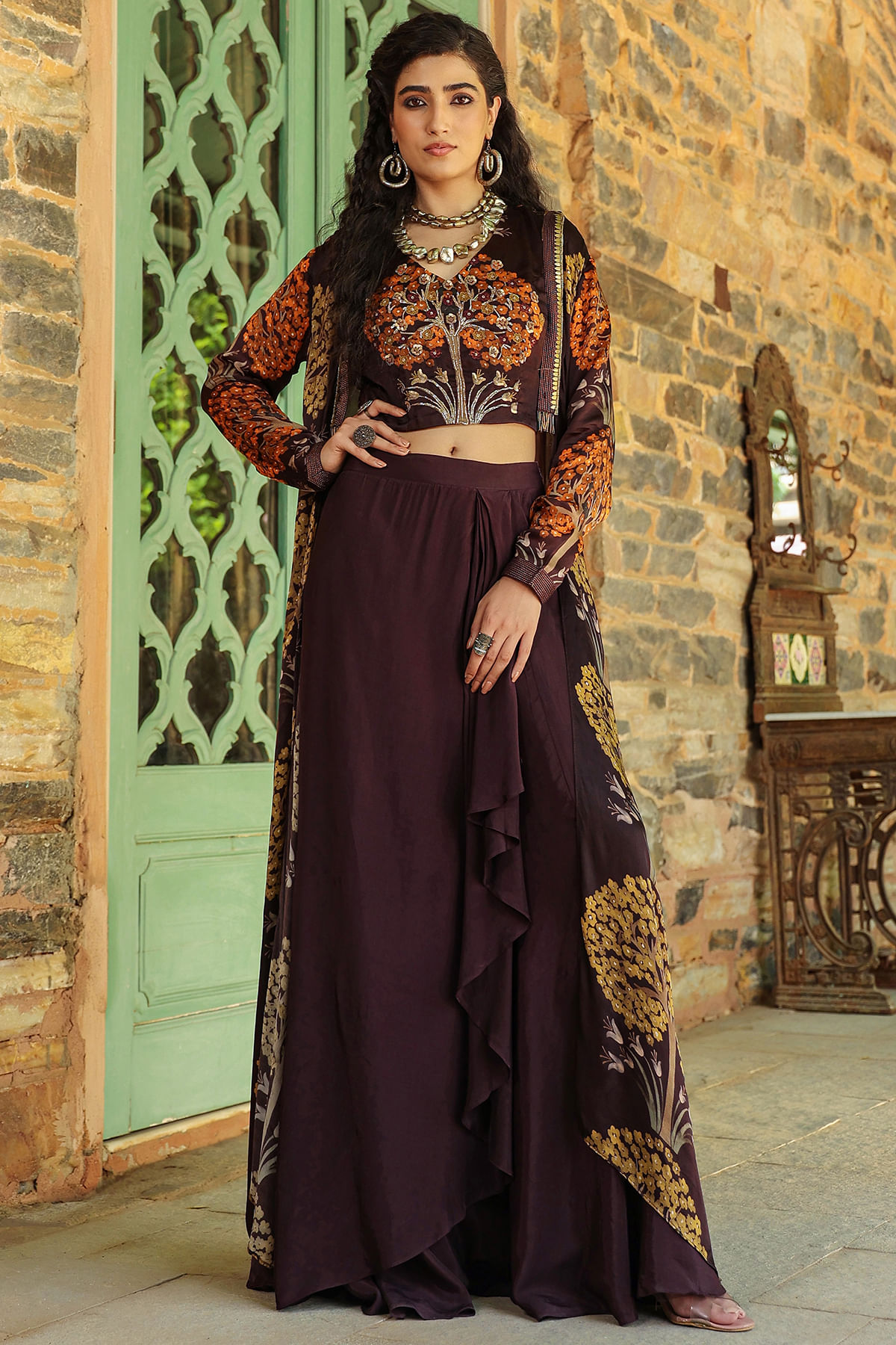Brown Designer Lehenga