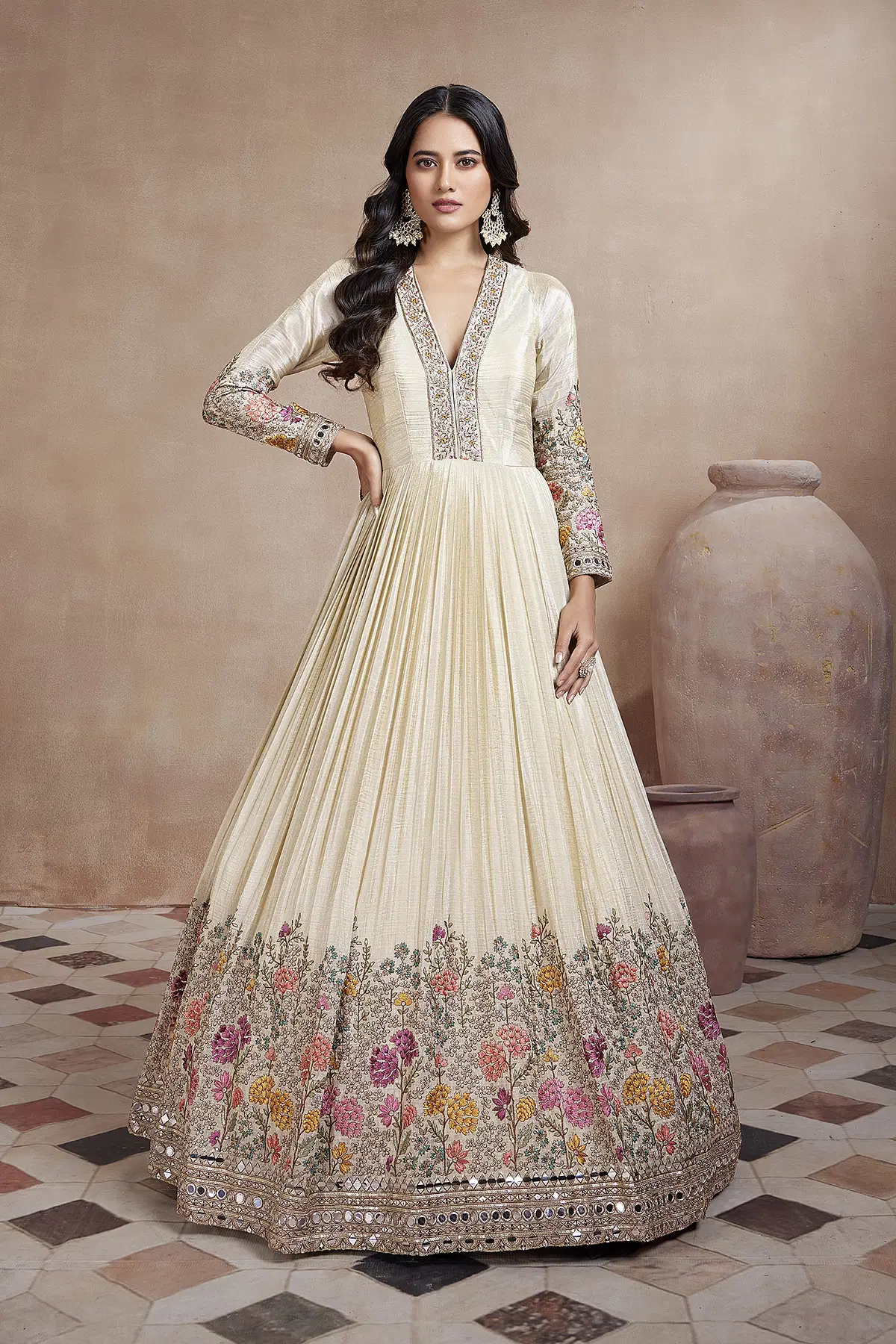 Deep neck anarkali suits best sale