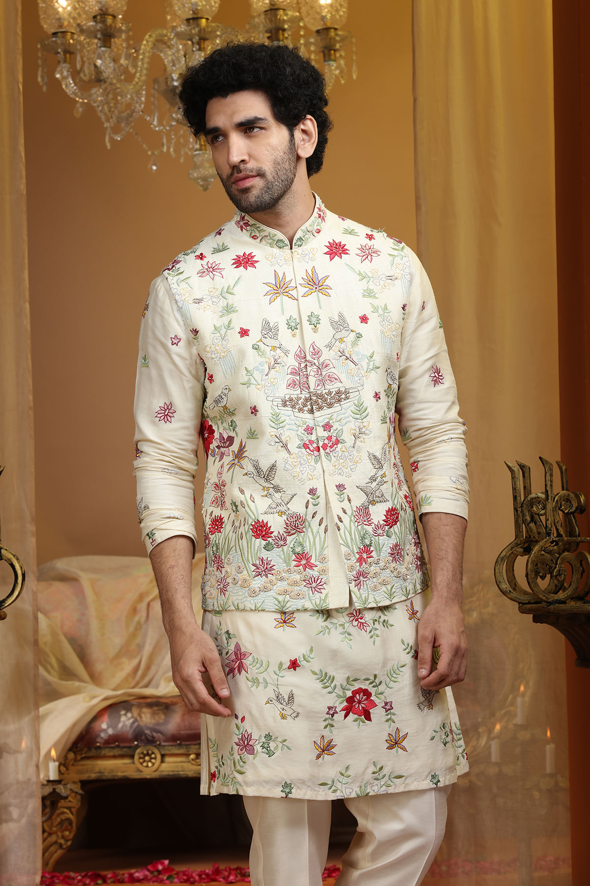 Cream Waistcoat Kurta