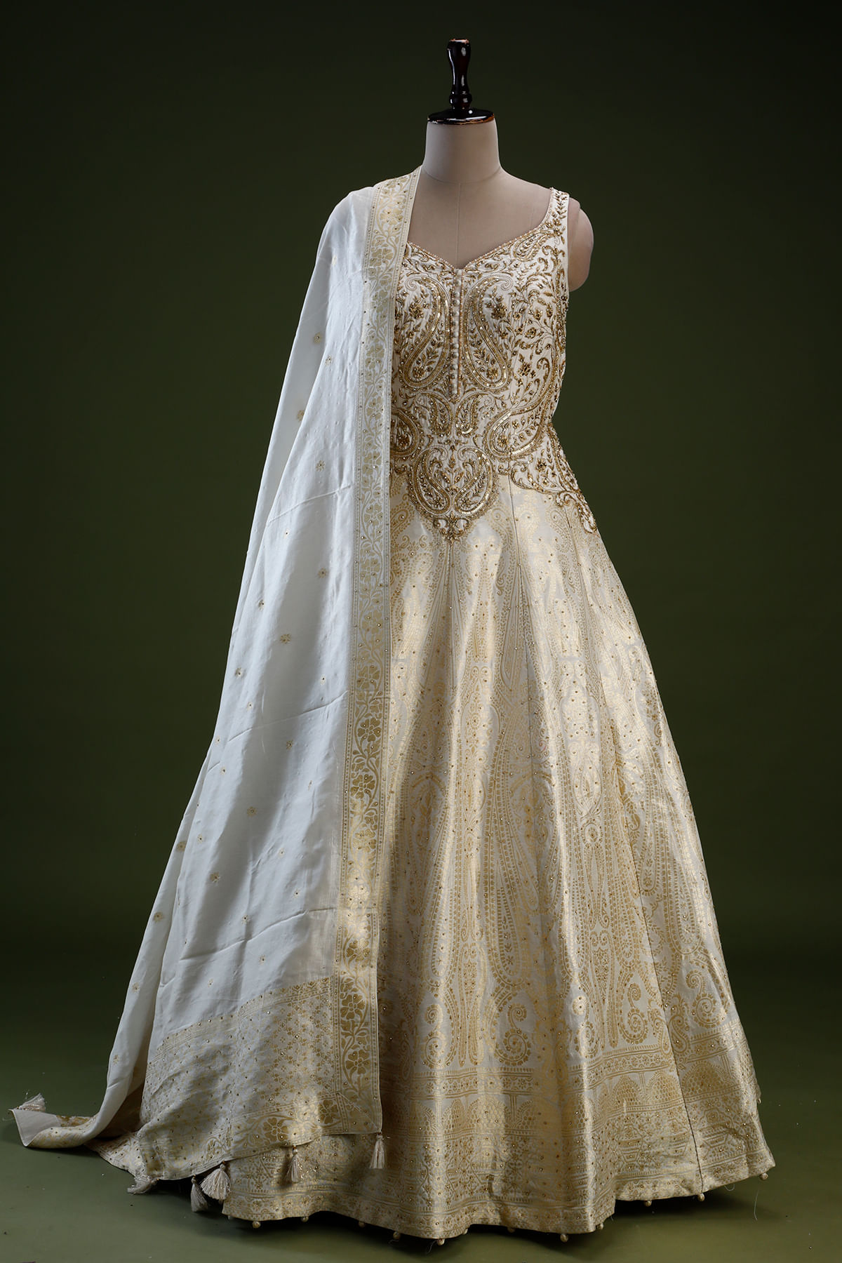 Cream Anarkali Salwar