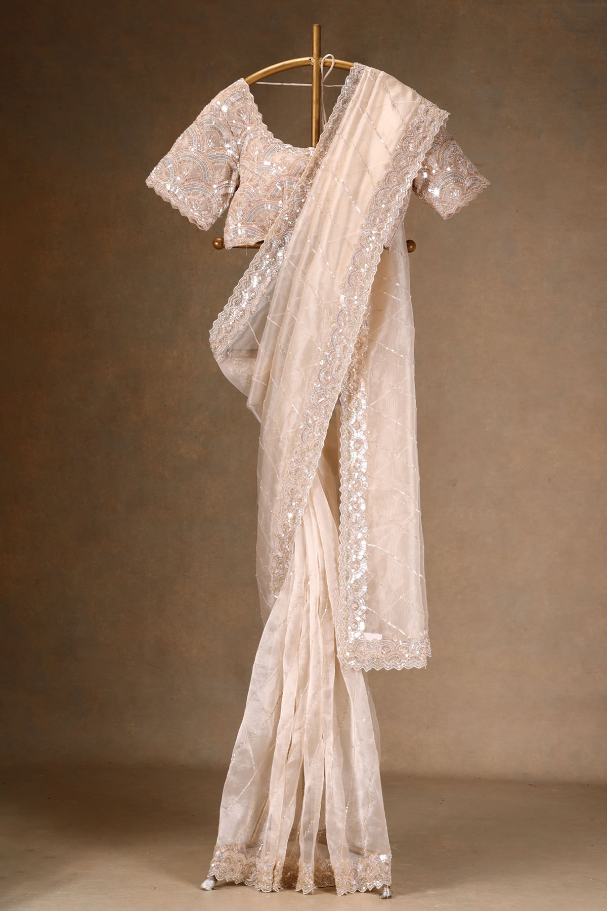 Cream Designer Saree