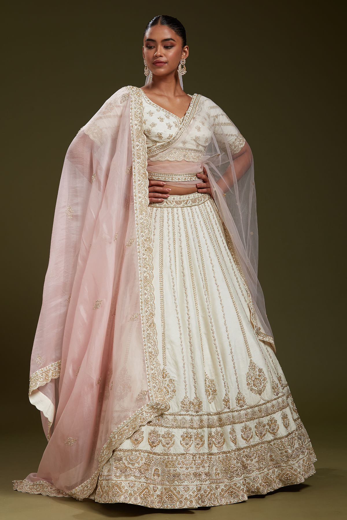 Cream Lehenga