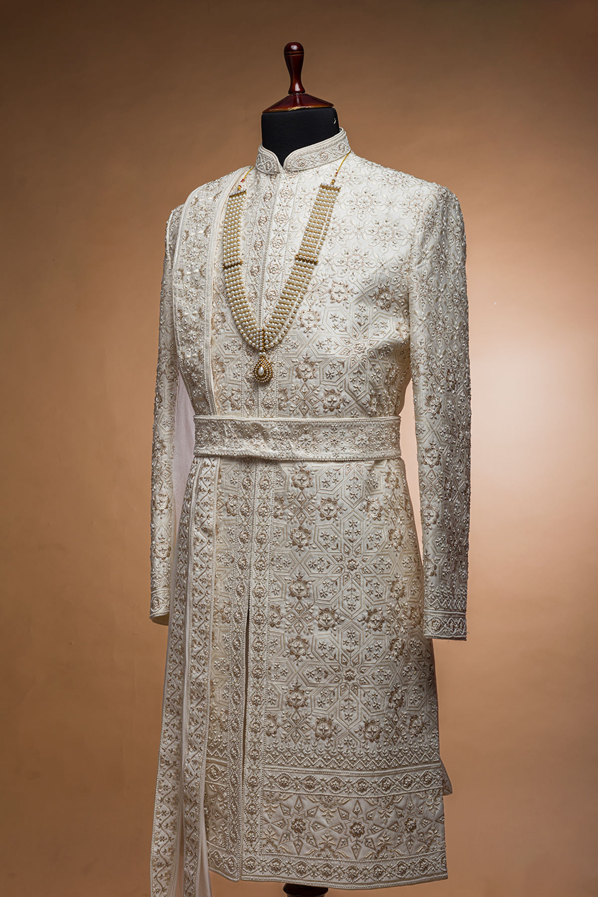 Cream Wedding Sherwani