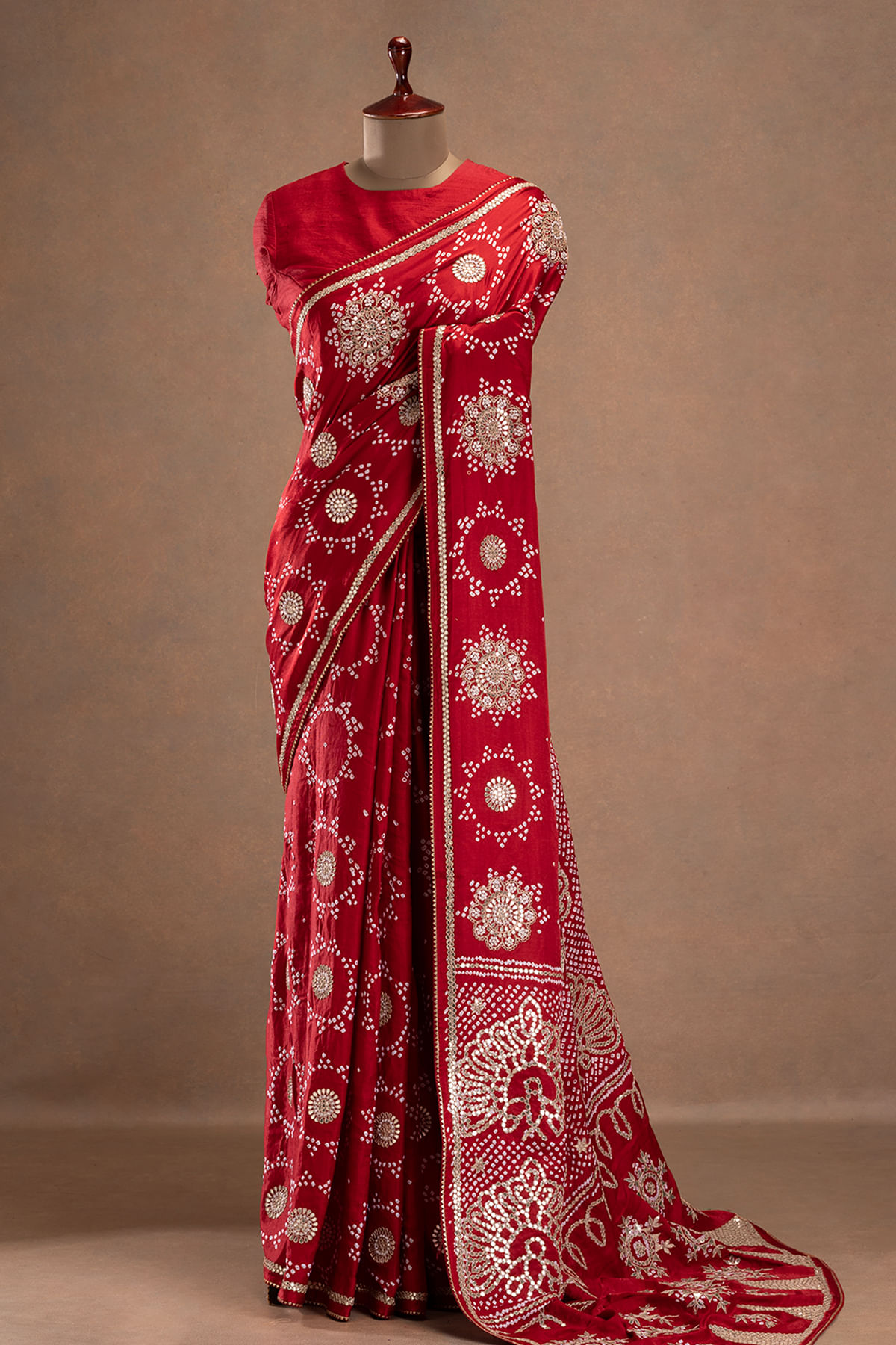 Red Bandhani Saree