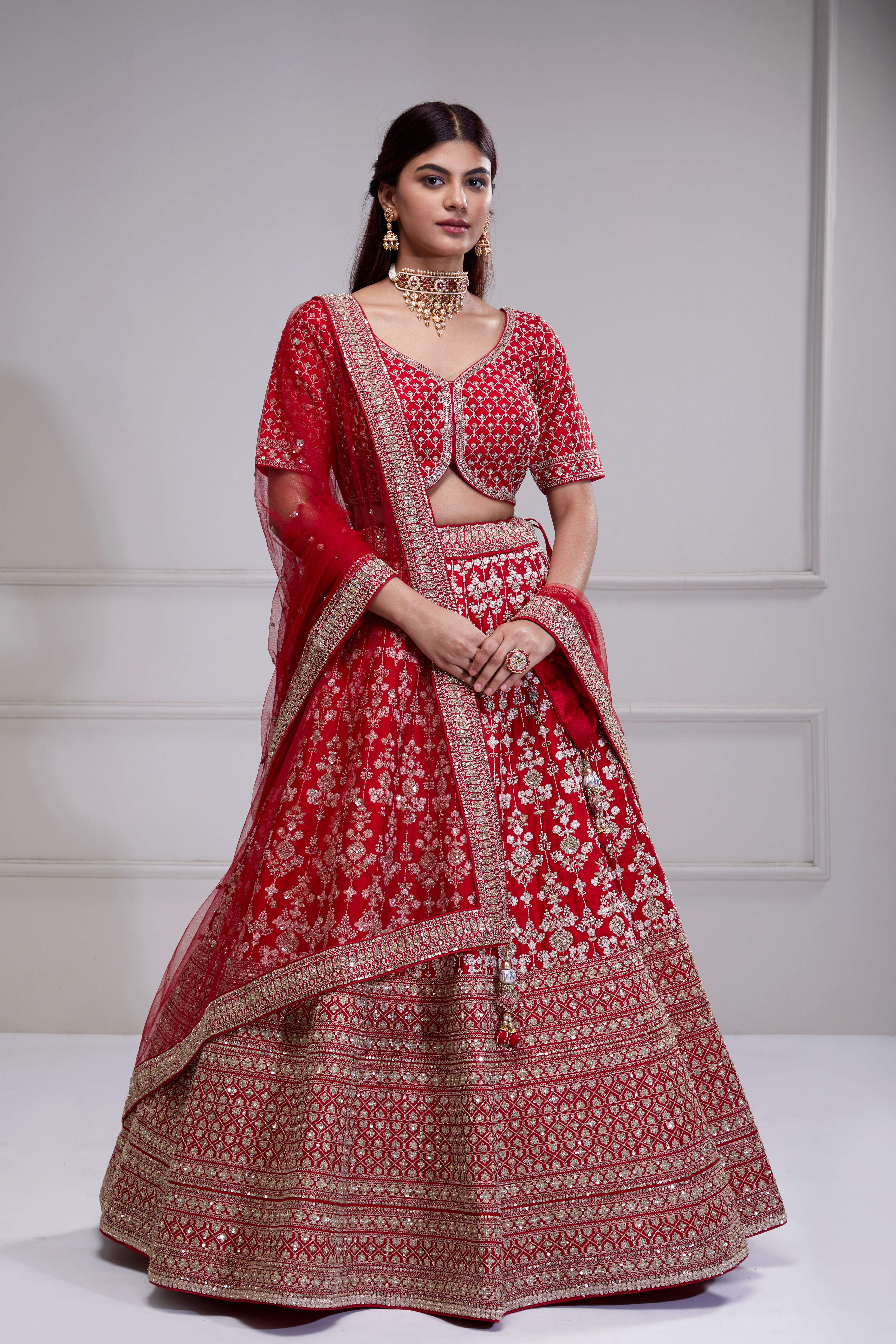 Red Bridesmaids Lehenga